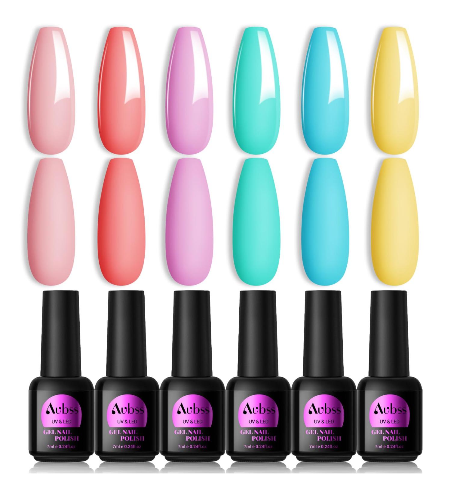 AUBSS Pastel Gel Nail Polish Set - 6 Summer Colors - Soak Off LED Kit for Women - Buy Online on SooperMarket.com