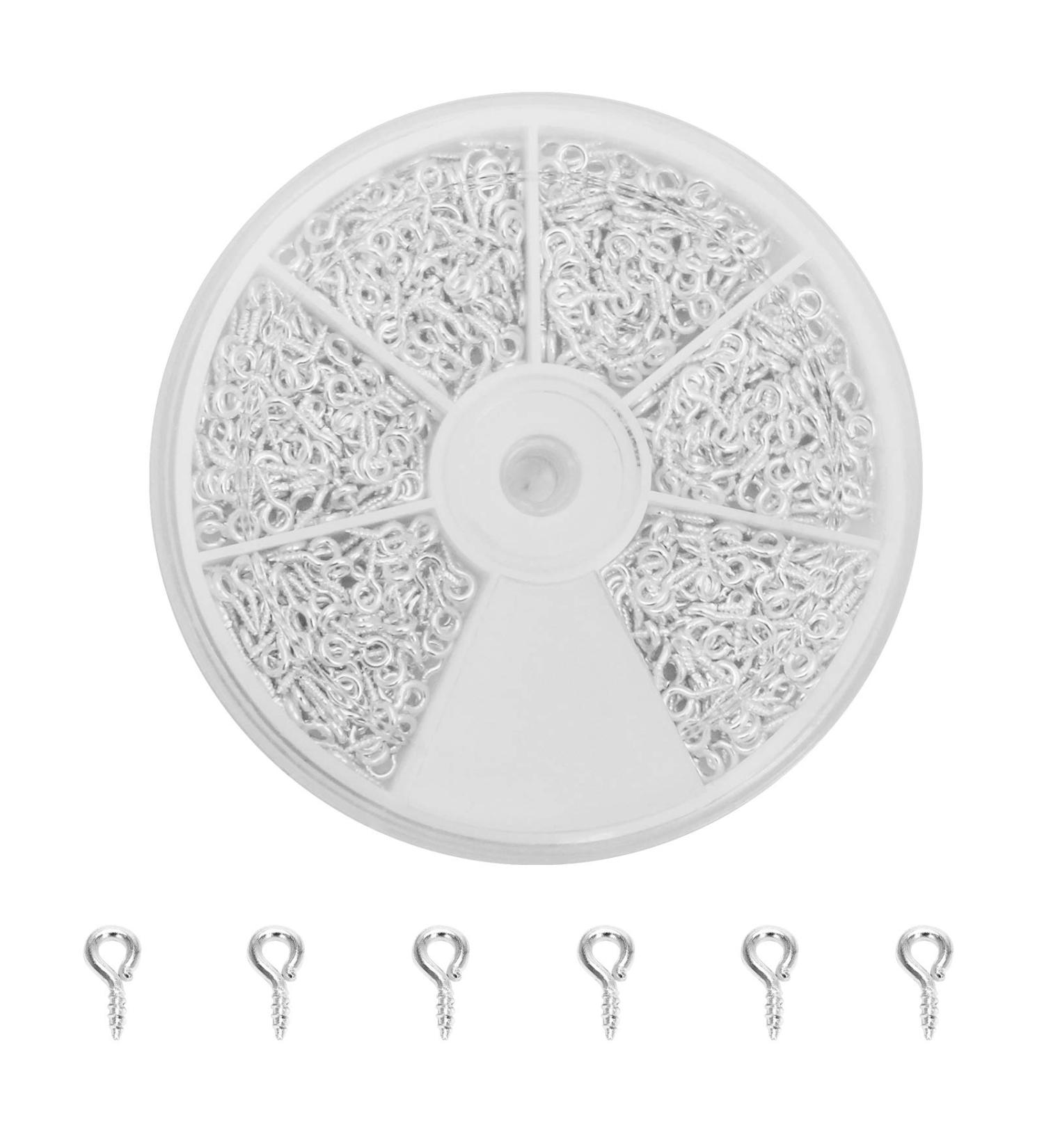 600pcs Small Screw Eye Pins Hooks for Jewelry Making - Silver Eyelets Threaded Clasps Screws (White) - Buy Online on SooperMarket.com