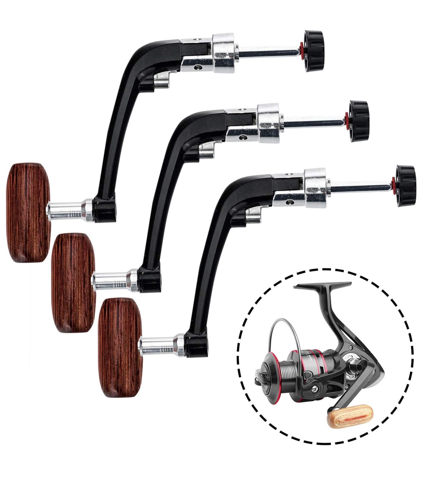 Lixada 3PCS Fishing Reel Power Handle Grip - Non-Slip Foldable Wooden Knob for Spinning Reel - Replacement Grip Parts - Buy Online on SooperMarket.com