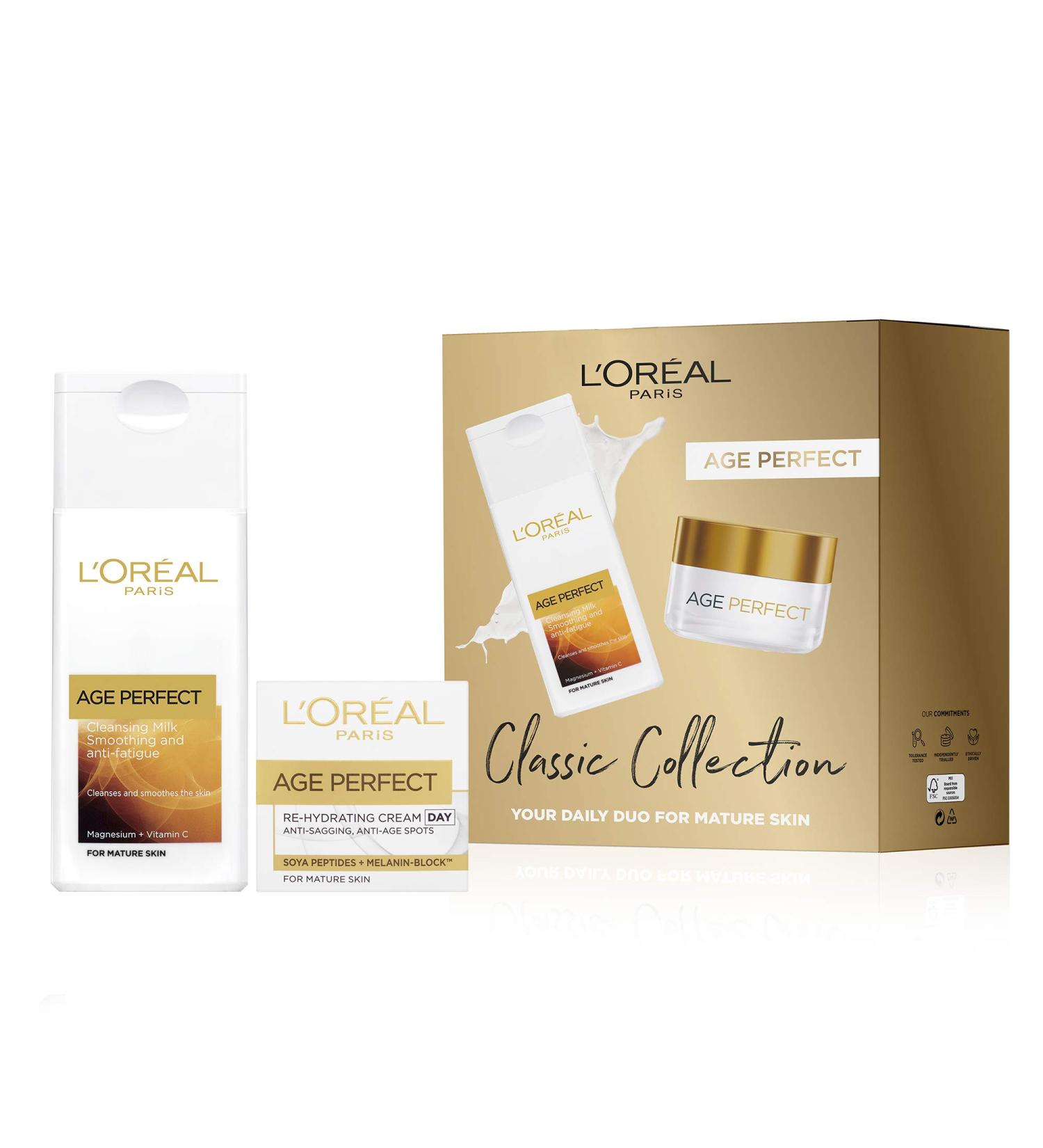 L'Oreal Paris Gift set for her by Age Perfect Cleanser & Day Cream Classic Collection Skin Care Gift Set - Buy Online on SooperMarket.com