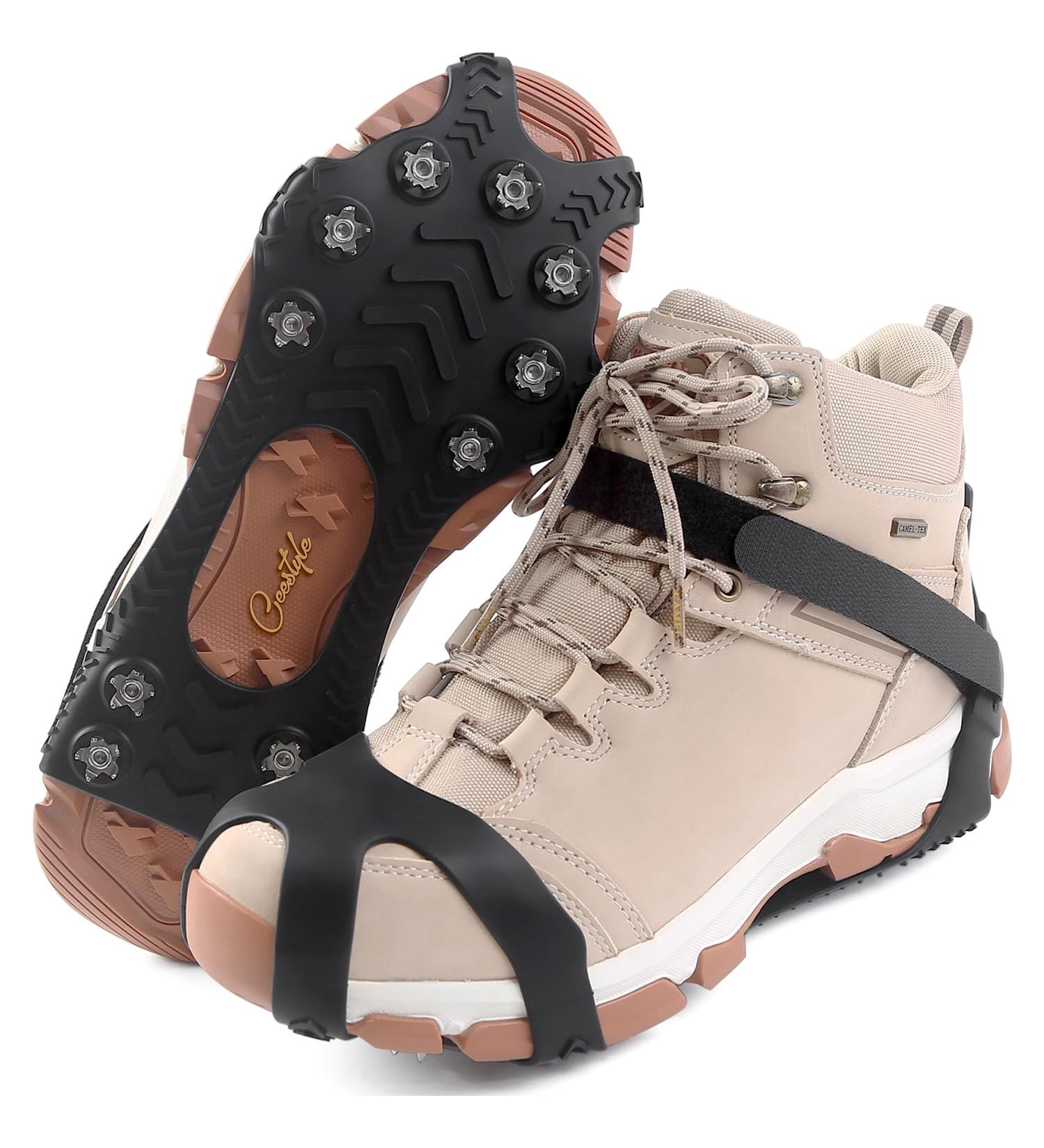 Ceestyle 11-Tooth Stainless Steel Crampons for Mountain Shoes - Anti-Slip Shoe Spikes for Hiking Trail Running Trekking & Winter Outdoor Activities | Black - Buy Online on SooperMarket.com