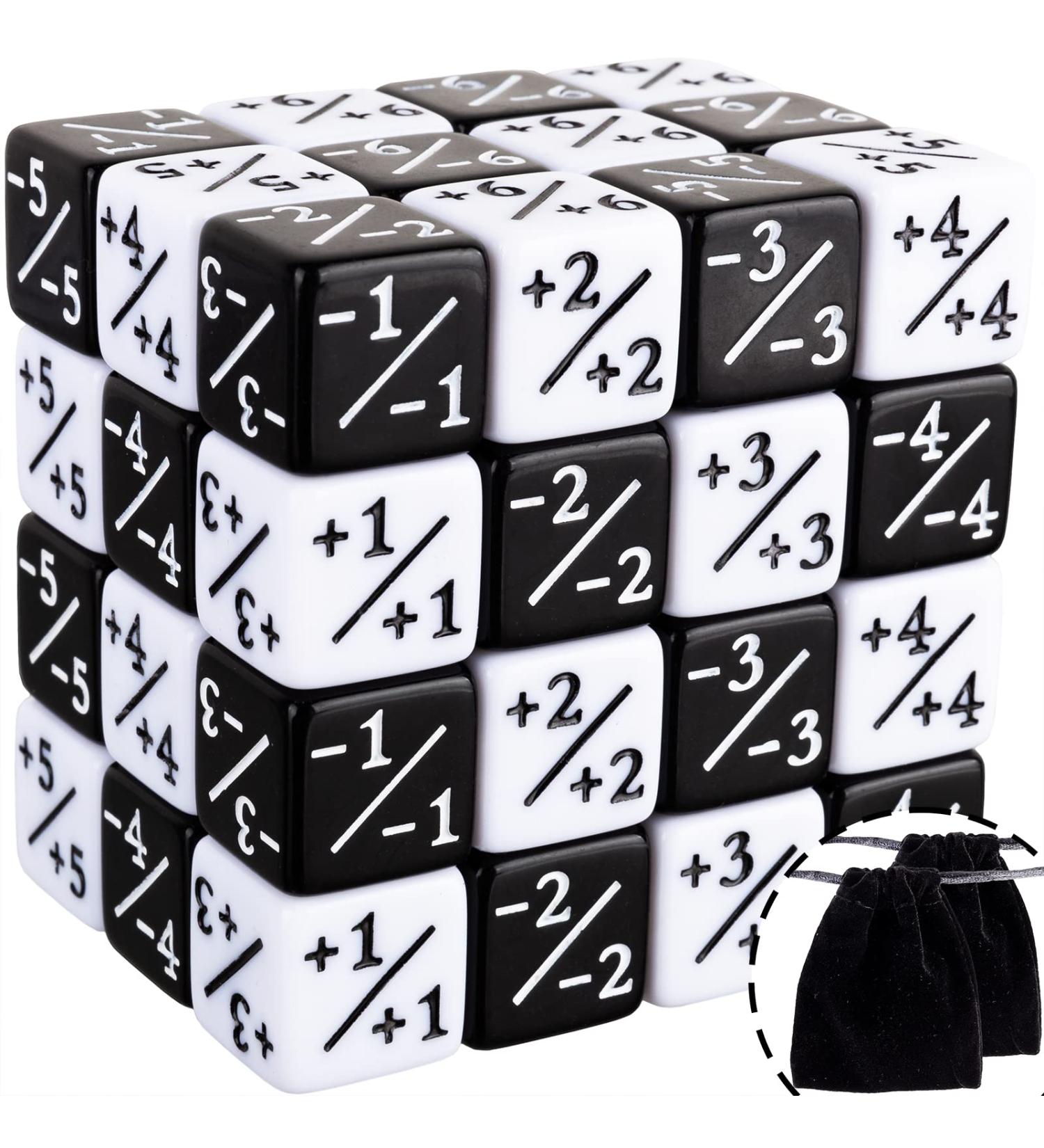 48-Piece MTG Dice Counters Set for Magic The Gathering | Creature Stats Buff Cube D6 Dice | CCG Card Game Accessory (Black & White) - Buy Online on SooperMarket.com