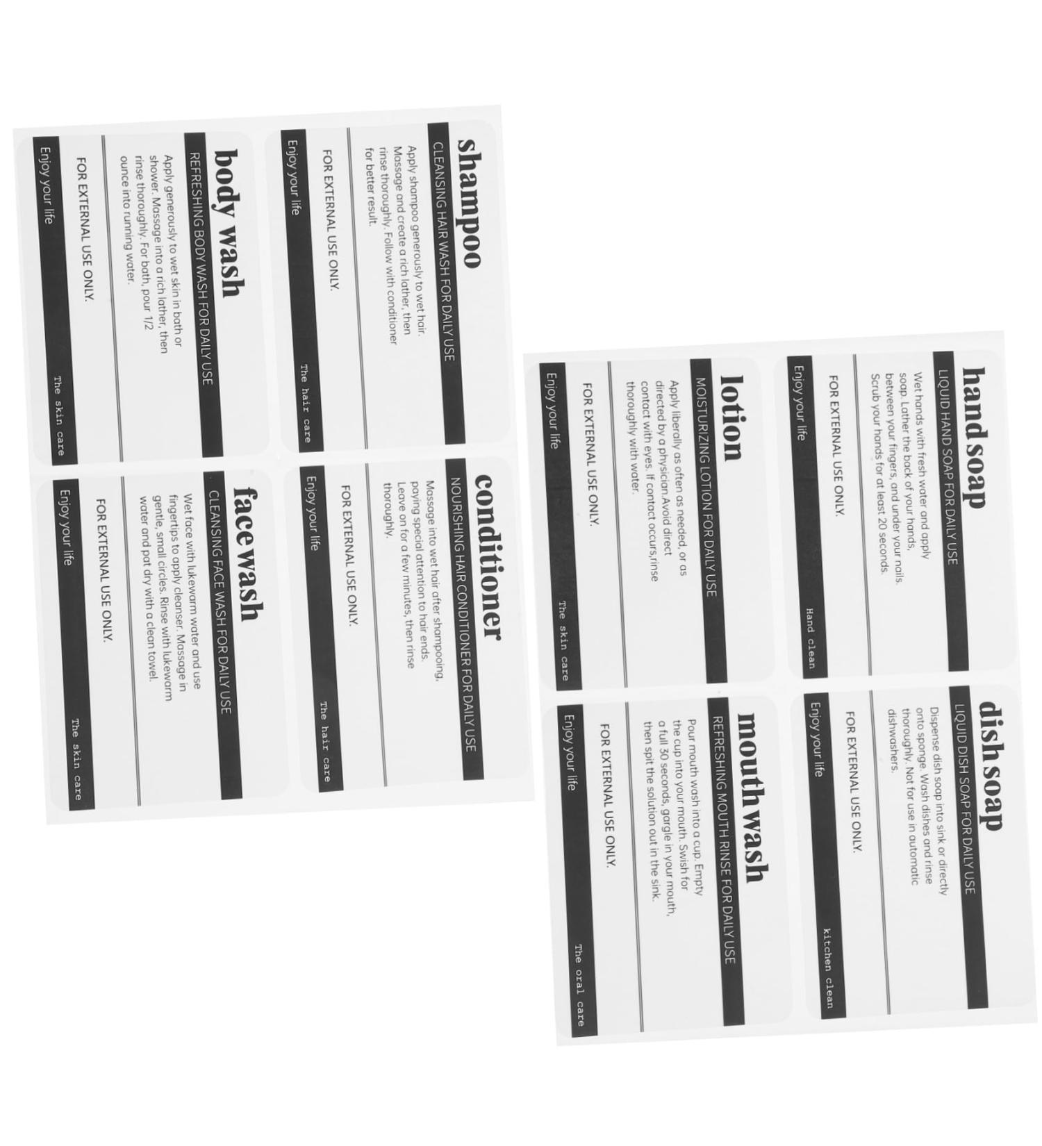 KICHOUSE 8 Sheets Bathroom Bath Tags Conditioner Labels Skincare Toiletries Sticker Shampoo Water Proof - Buy Online on SooperMarket.com