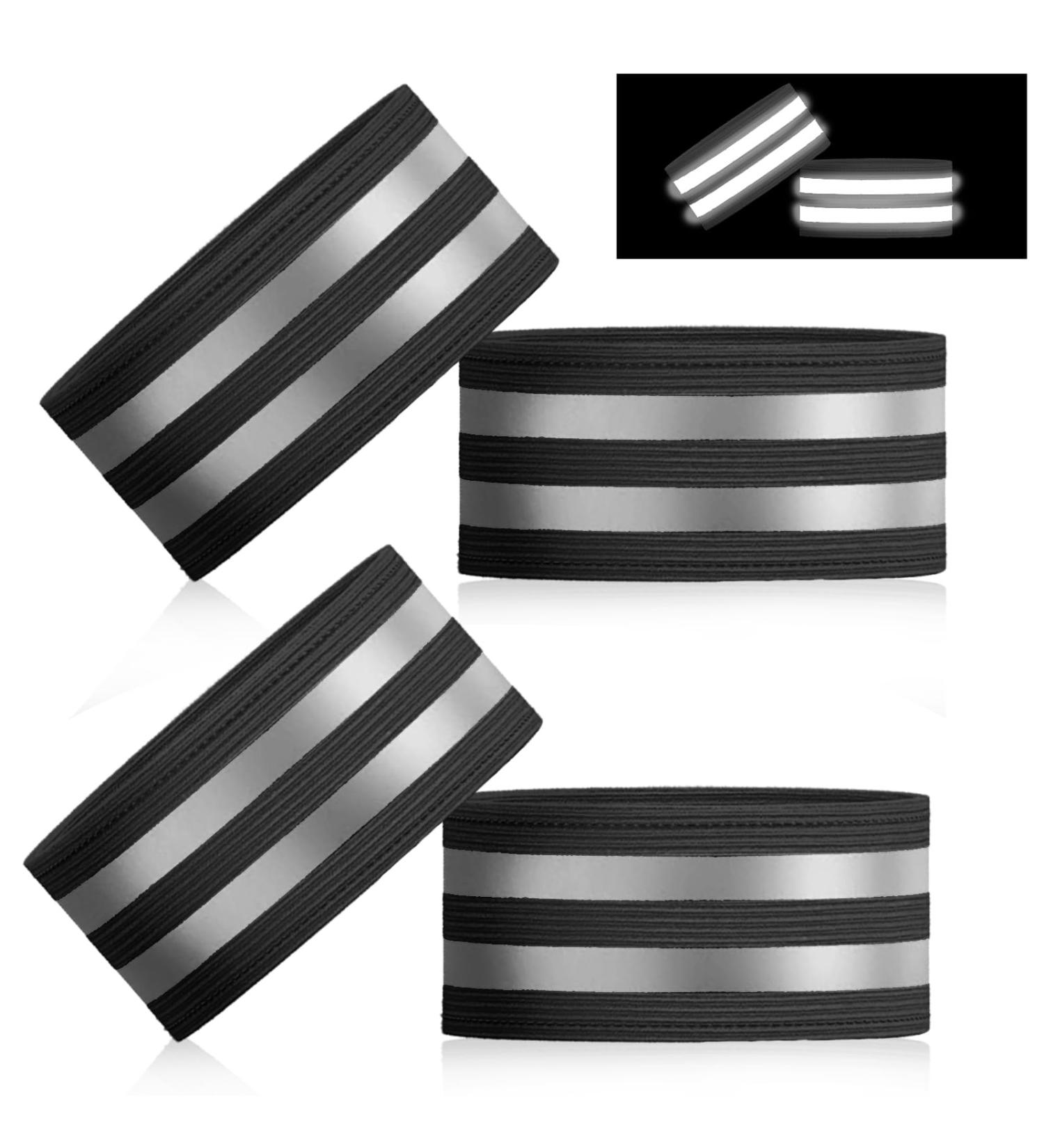 Youyike Double Reflector Set | 4 Reflective Safety Braces for Jogging Cycling & Outdoor Activities | 35x5 cm Black - Buy Online on SooperMarket.com