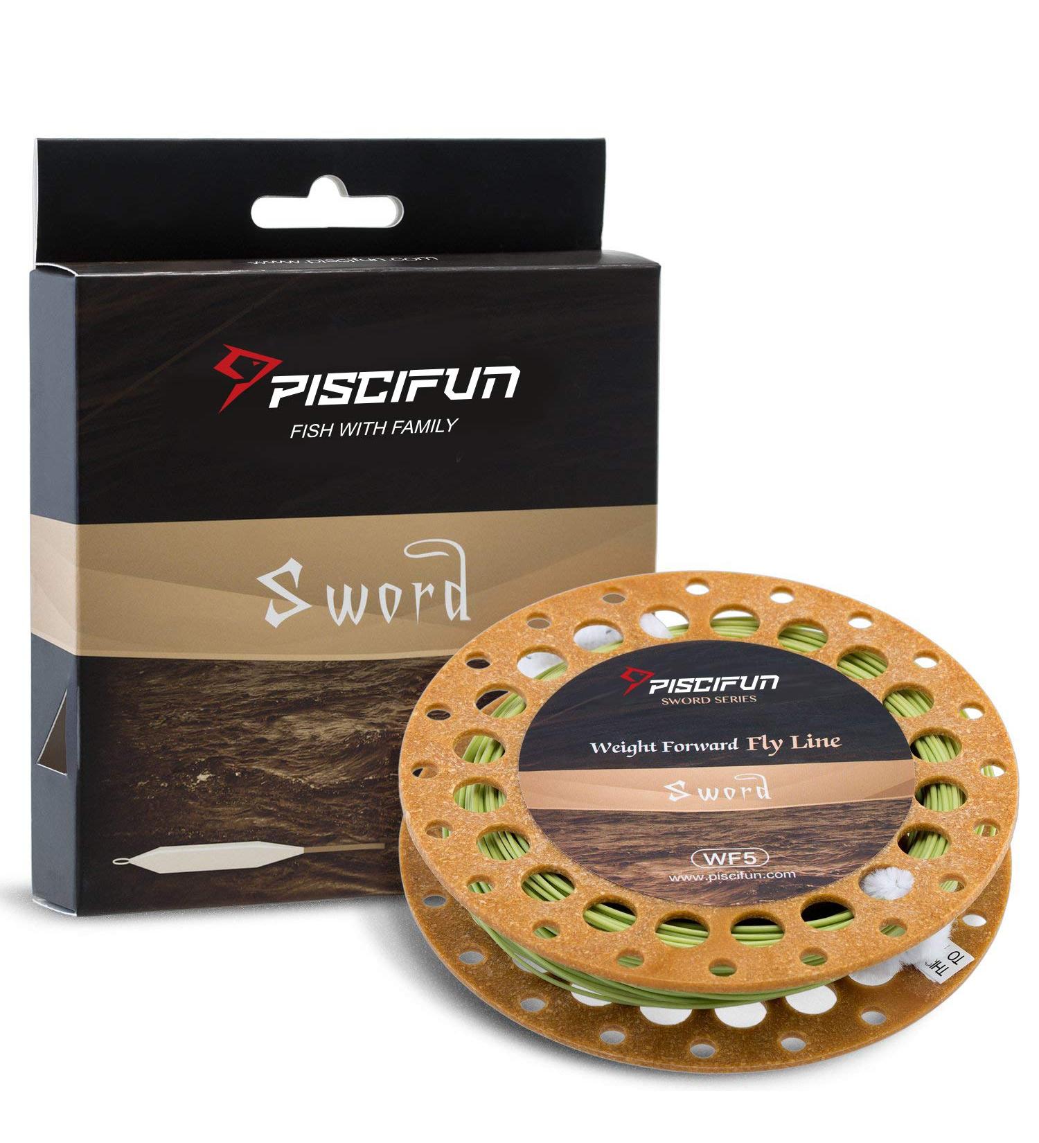 Piscifun Sword Fly Fishing Line WF-5F 100FT - Weight Forward Floating Fly Line for 1-10wt Rods - Moss Green Color - Buy Online on SooperMarket.com