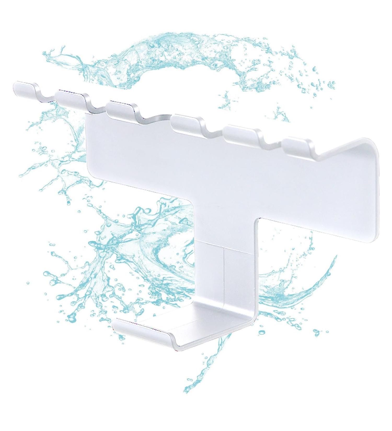 Lencyotool Self-Adhesive Toothbrush Holder | Bathroom & Kitchen Organizer for Razors Brushes & Toothpaste - White Bathroom Accessories - Buy Online on SooperMarket.com