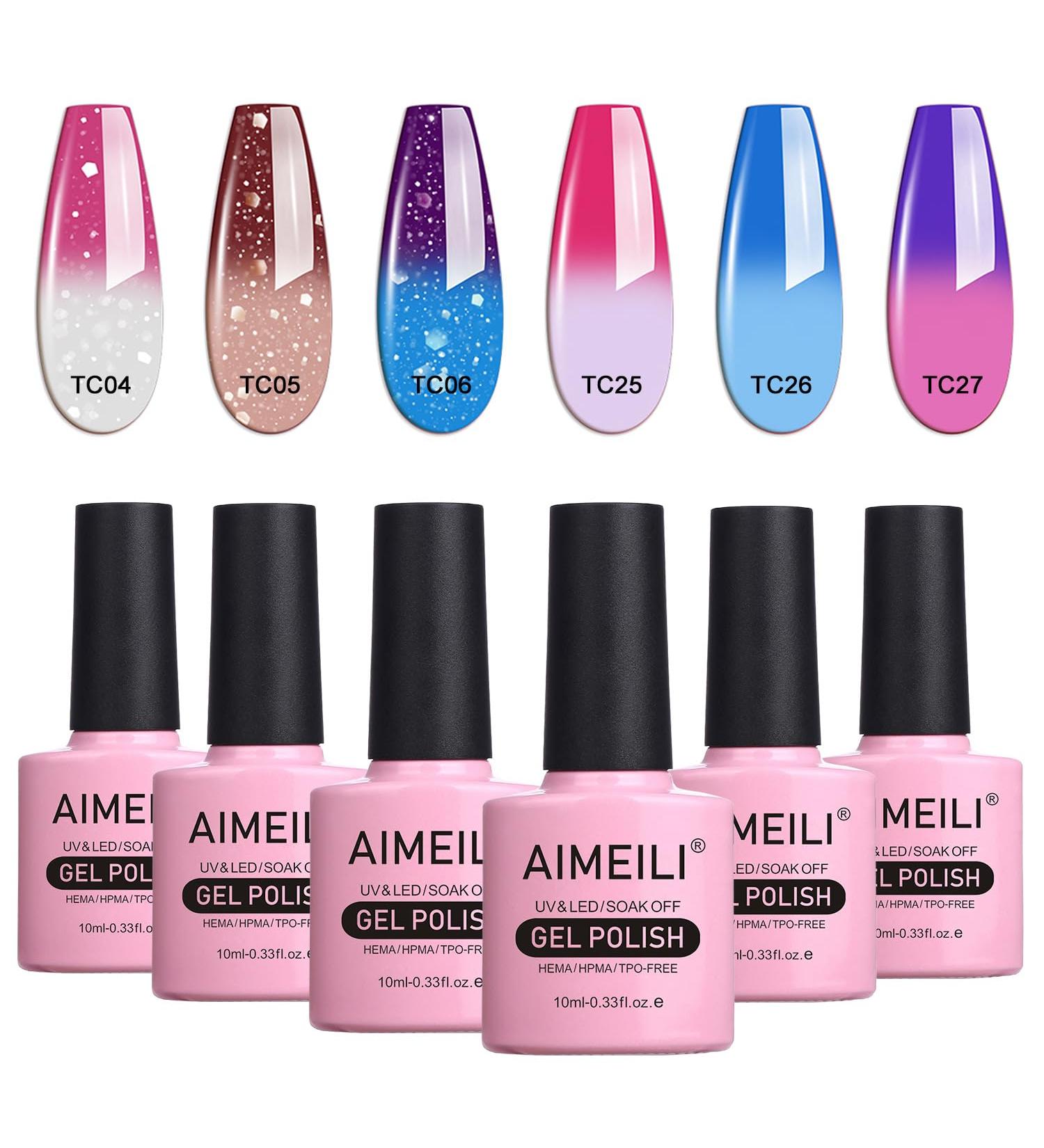 AIMEILI Gel Nail Polish Set Soak Off UV LED Temperature Colour Changing Chameleon Gel Polish Multicolour/Mix Colour/Combo Colour of 6pcs X 10ml - Gift Kit 14 KIT6-14 1.67 ml (Pack of 6) - Buy Online on SooperMarket.com