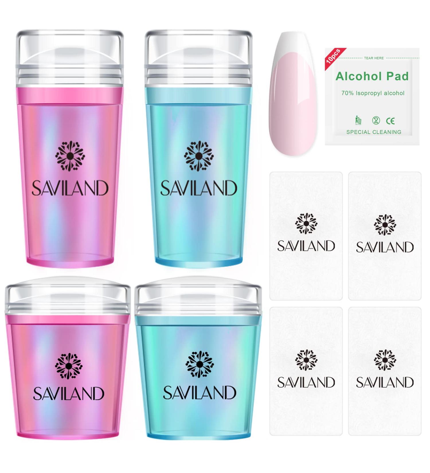 Saviland 18PCS Nail Stamping Kit - Red & Blue Nail Stamper Set with French Manicure Plates - Buy Online on SooperMarket.com
