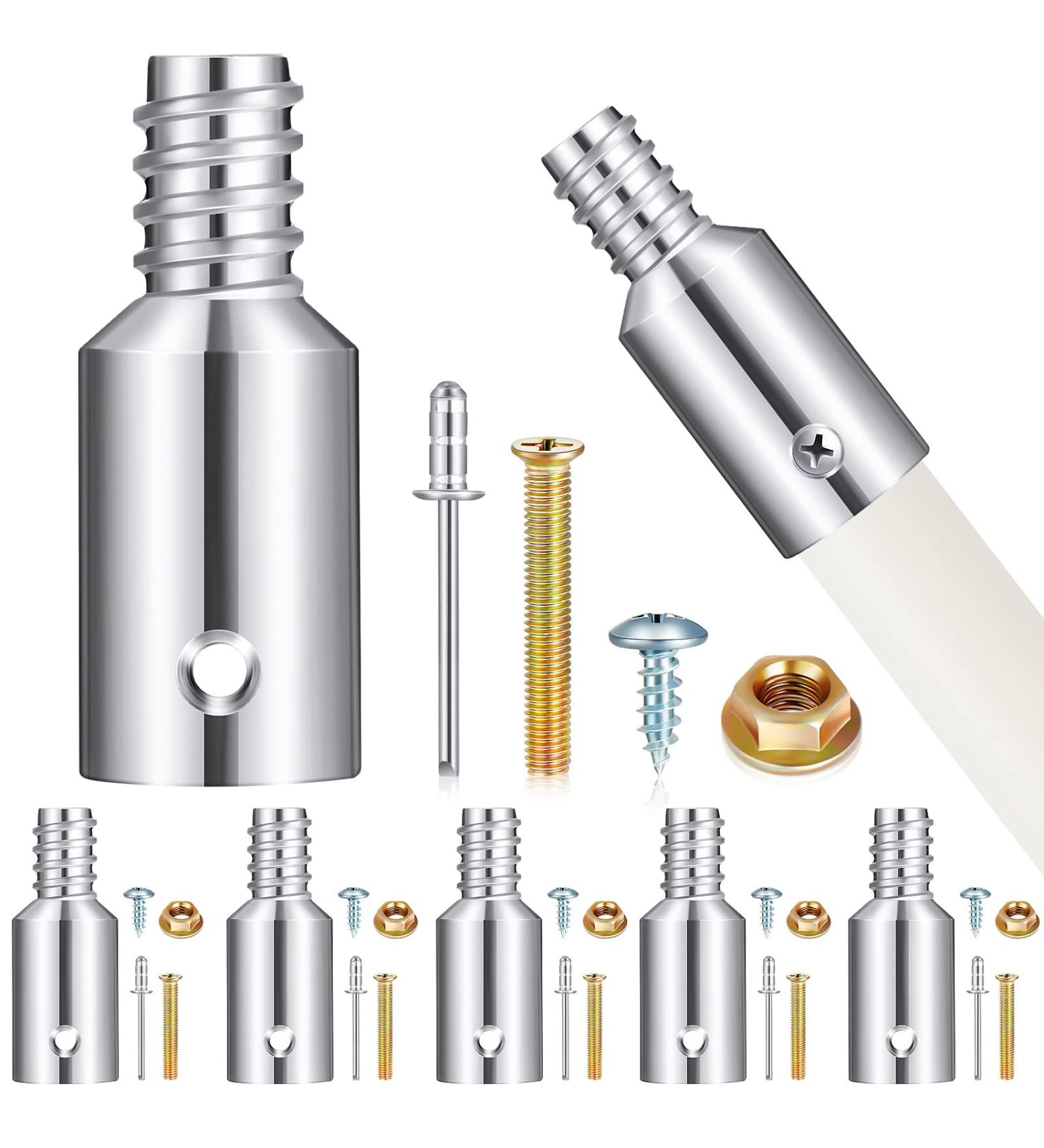 6 Pcs Threaded Tip Replacement Kit for Extension Poles - Metal Threaded Tips for 1 Inch Wood/Metal Poles - Buy Online on SooperMarket.com