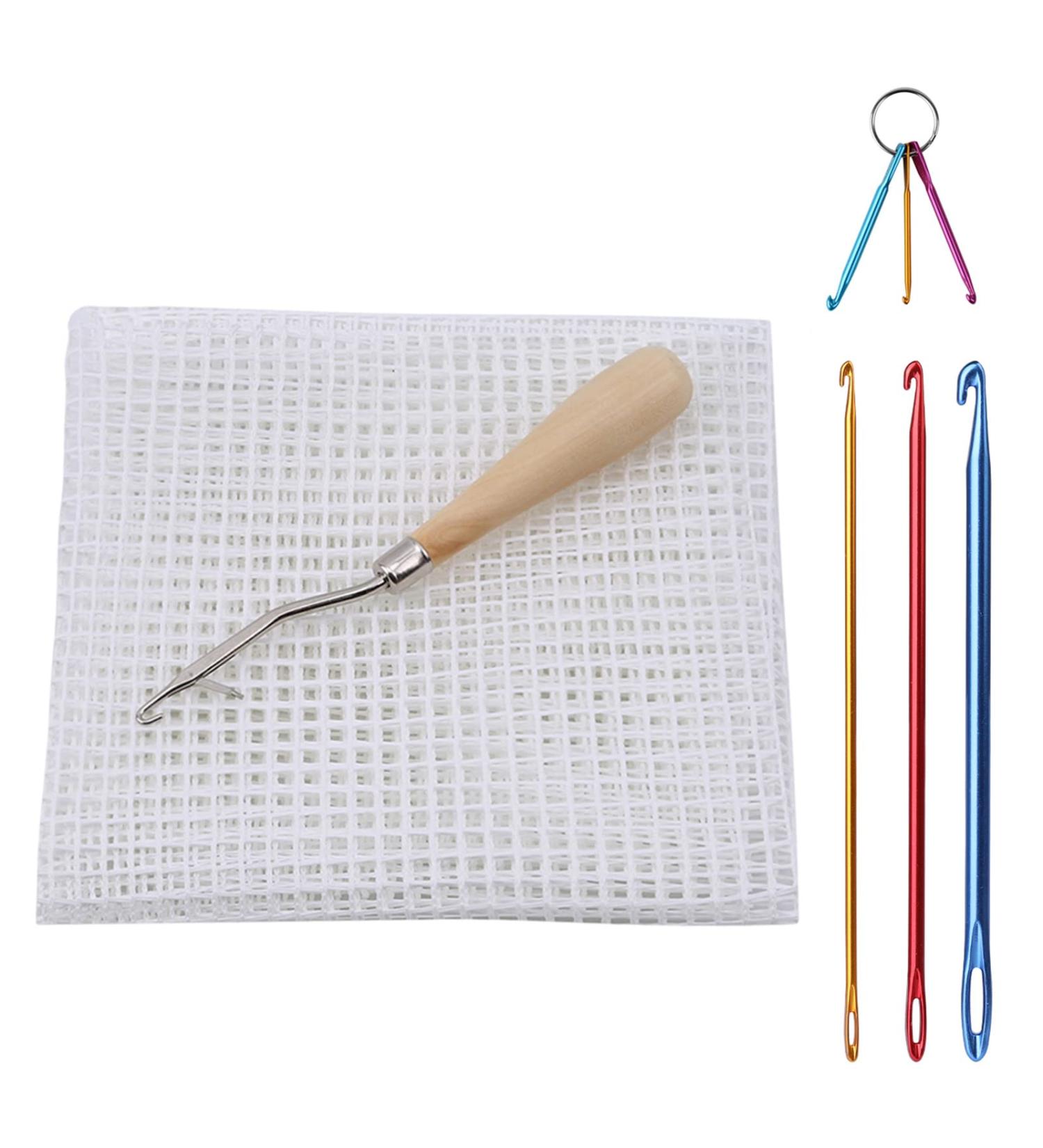 39.4 x 59 inches Blank Rug Latch Hook Kit with Tools - Tunisian Crochet Hook Set - Mini Crochet Hooks - Locker Hooking Mesh Canvas - Buy Online on SooperMarket.com
