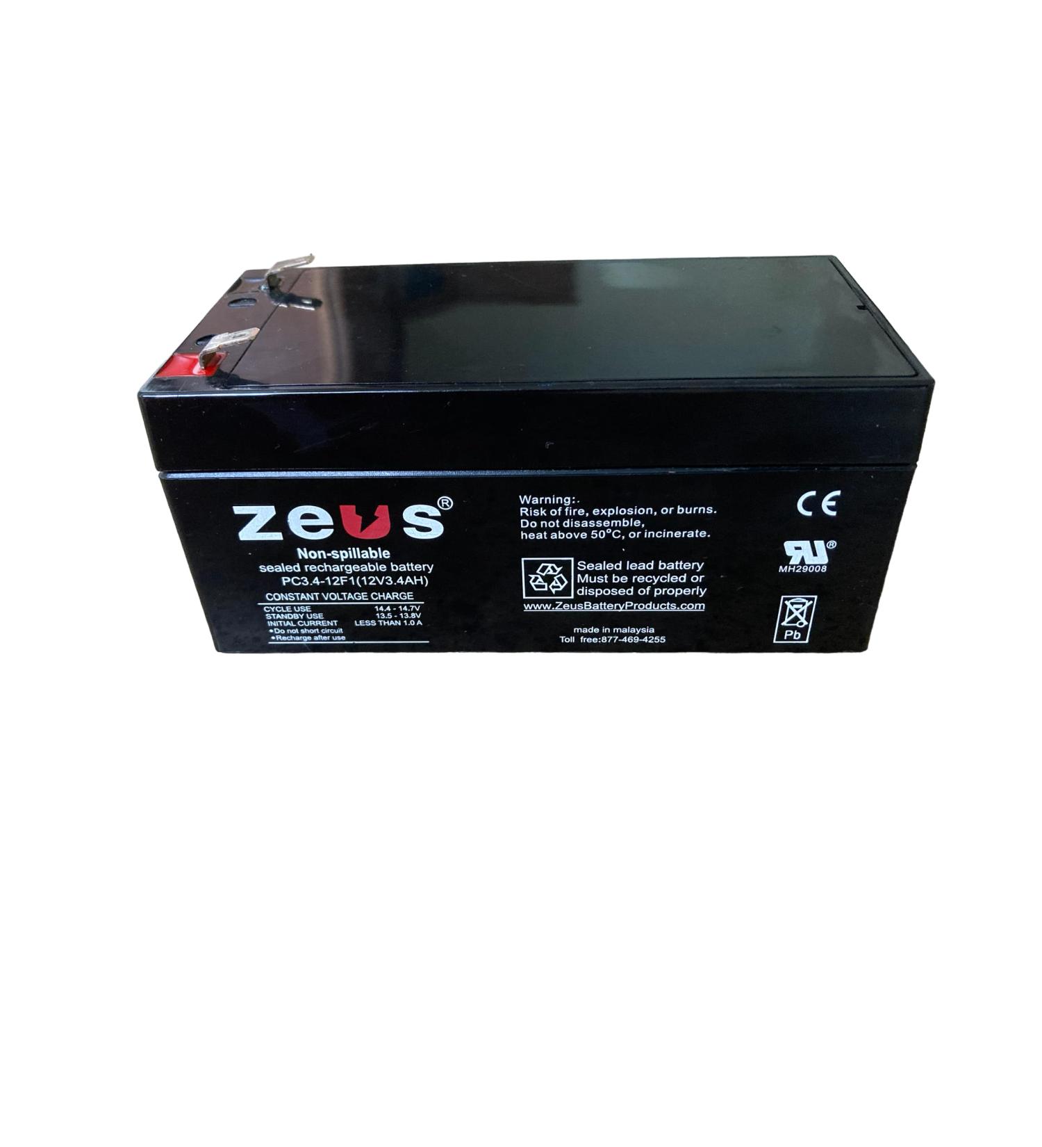 Zeus PC3.4-12F1 12V Sealed Rechargeable Battery
