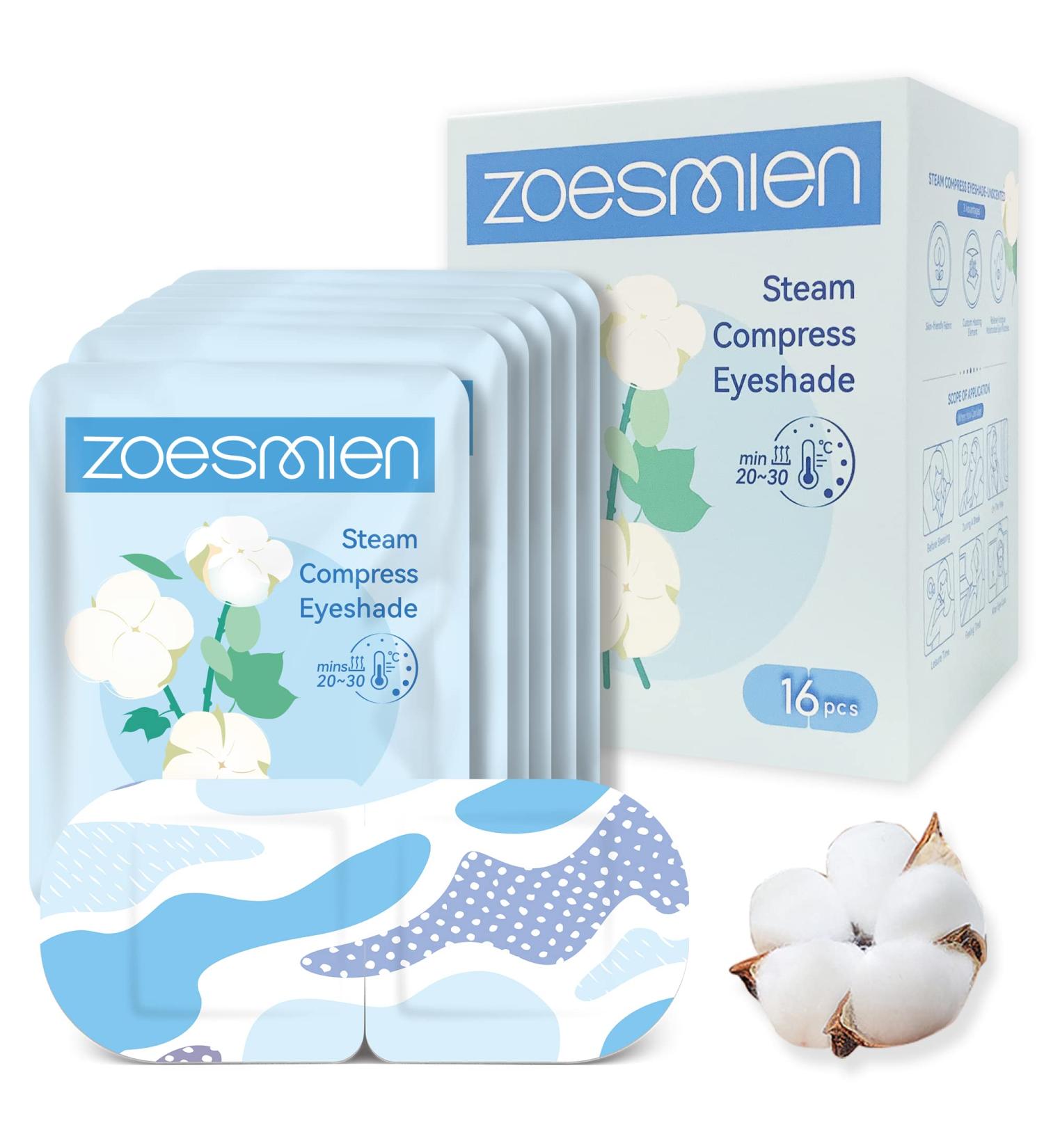 ZOESMIEN Steam Eye Mask 16 Packs for Dry Eyes, Dark Circles, and Puffiness - Self Heating, Stress Relief, Unscented - Buy Online on SooperMarket.com
