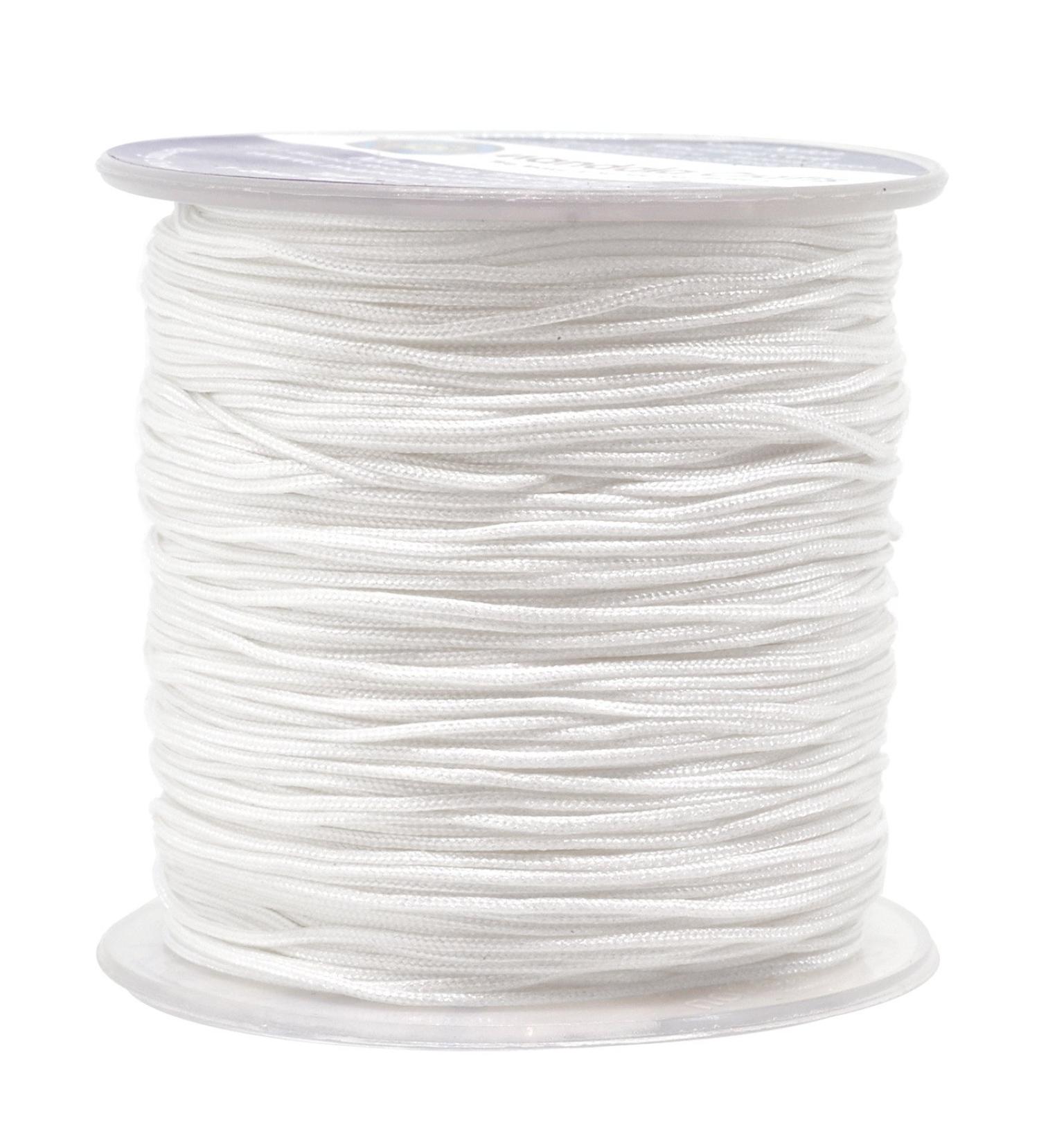 Mandala Crafts 1mm Nylon Satin Cord - 109 Yards White Braided String for Jewelry Making, Bracelets, Chinese Knots - Beading Rattail Trim - Buy Online on SooperMarket.com