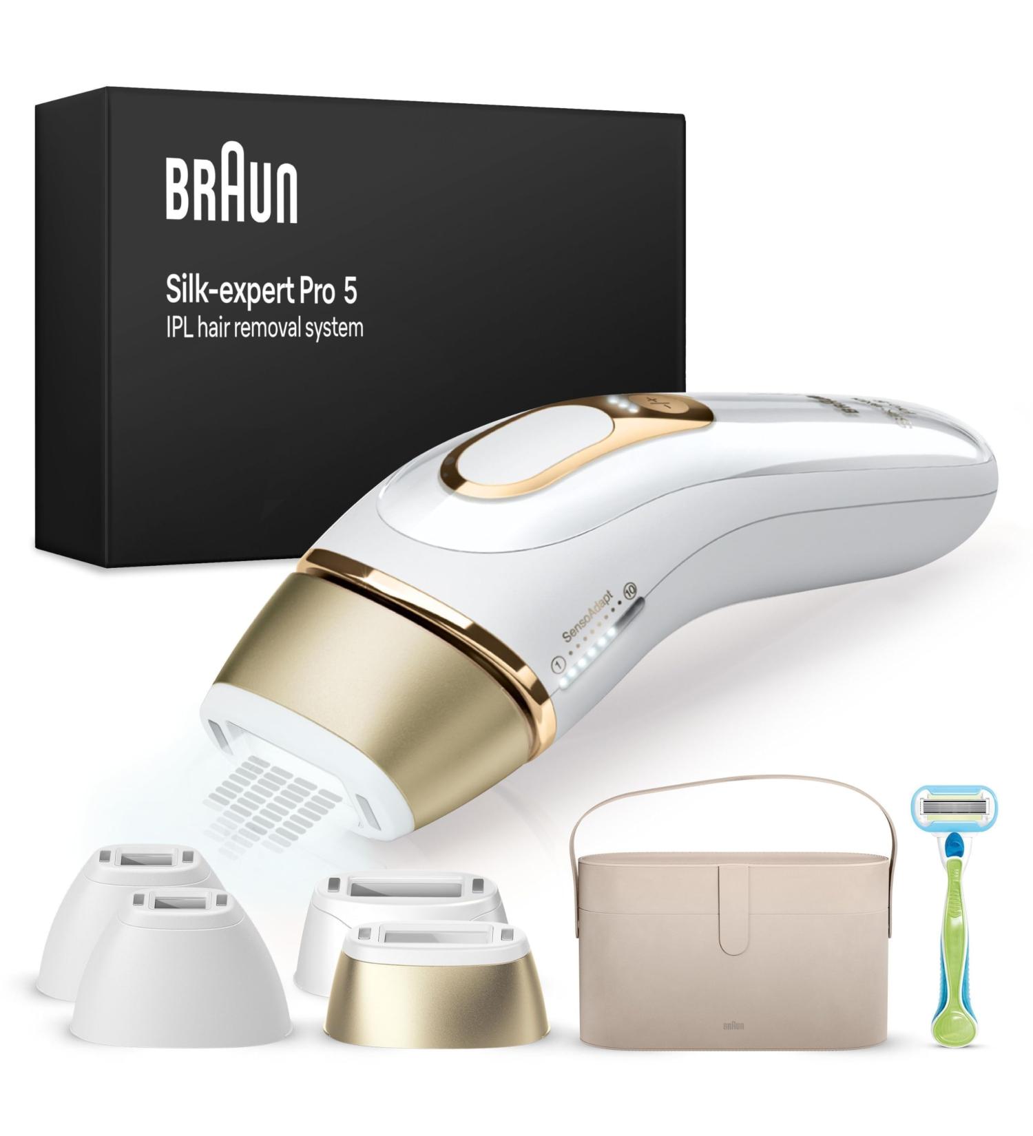 Braun IPL Silk Expert Pro 5 - Home Hair Removal Kit with Storage Bag Venus Razor & 4 Attachments - International Shipping - Buy Online on SooperMarket.com