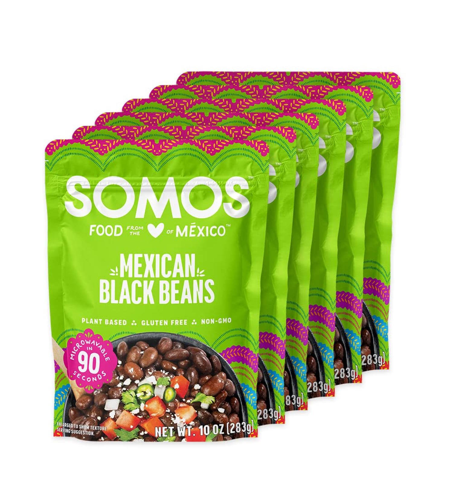 SOMOS Mexican Seasoned Black Beans - Gluten-Free, Non-GMO, Plant-Based, Vegan - Ready to Eat Microwavable Meals - 10oz (Pack of 6) - Buy Online on SooperMarket.com