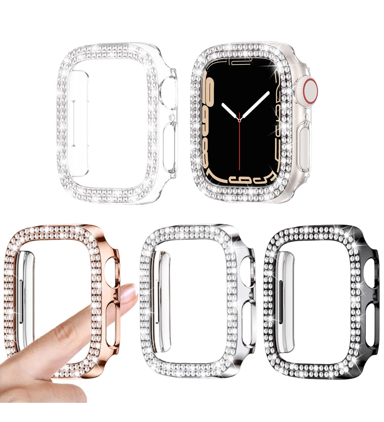4 Pack Goton for Apple Watch Series 6 5 4 SE 40mm Bumper Bling Case Women Glitter Diamond Rhinestone Protector Cover for iWatch Accessories 40mm Clear Silver Black Rose Gold Clear+Silver+Black+Rose Gold(No Glass) 40mm - Buy Online on SooperMarket.com