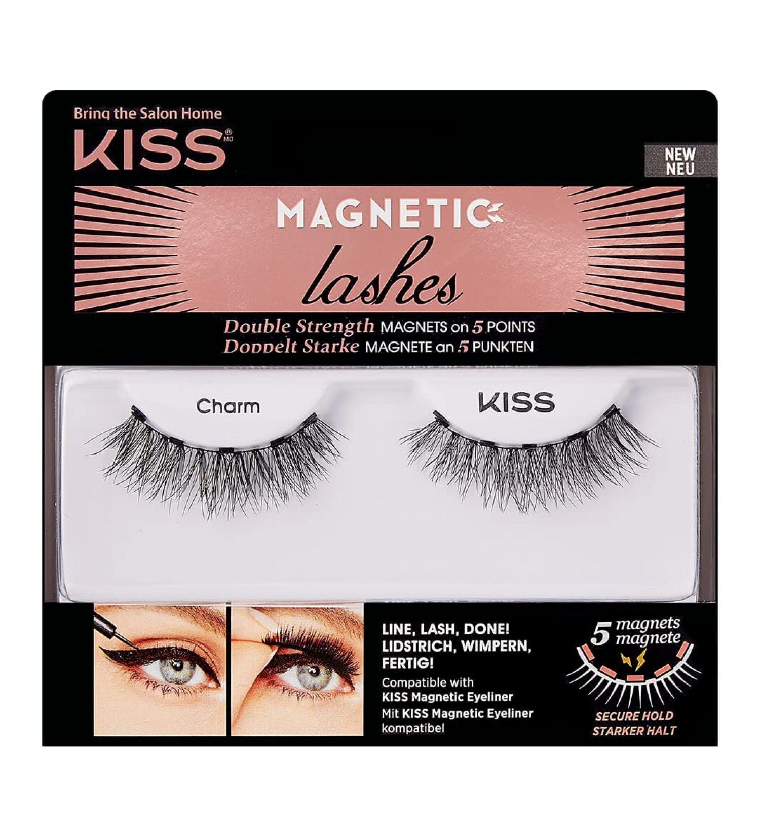 KISS Magnetic Lashes Charm - Wind Resistant, Dermatologist Tested, Last Up To 16 Hours - 1 Pair of Synthetic False Eyelashes - Buy Online on SooperMarket.com