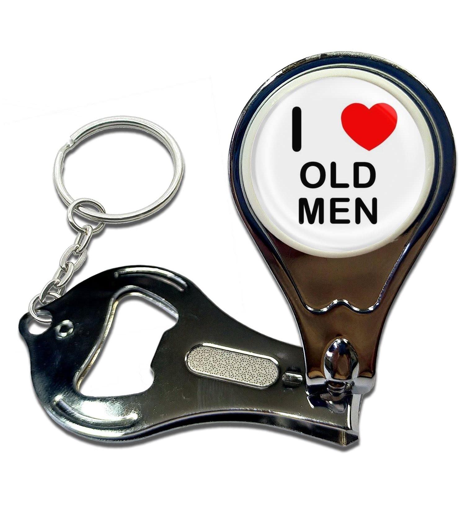 BadgeBeast.co.uk I Love Heart Old Men - Key Ring Bottle Opener and Nail Clipper - Buy Online on SooperMarket.com
