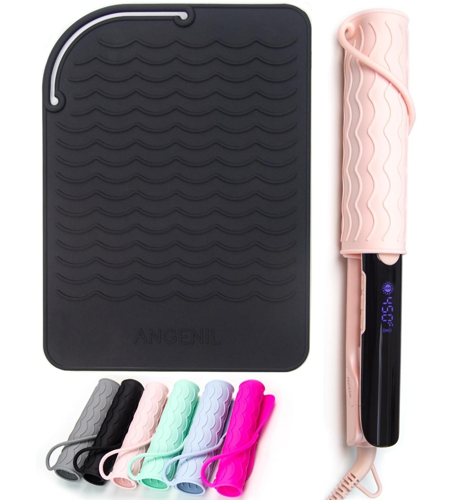 Angelil Travel Pad - Heat-Resistant Mat for Smooth Iron & Hair Styling Tools (23x17cm Black) | Perfect for Curls & Counter Protection | Shop Internationally - Buy Online on SooperMarket.com