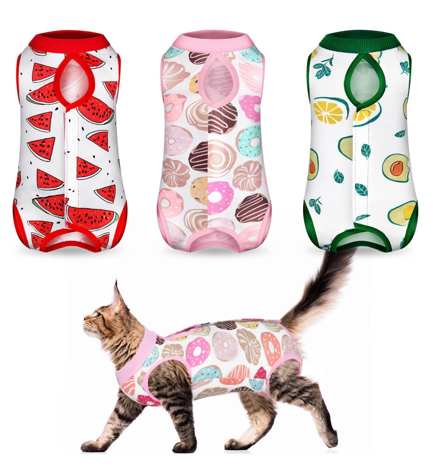 3 Pieces Cat Recovery Suit Kitten Recovery Suit E-Collar Alternative for Cats and Dogs Abdominal Skin Anti Licking Pajama Suit Multi Style Medium - Buy Online on SooperMarket.com