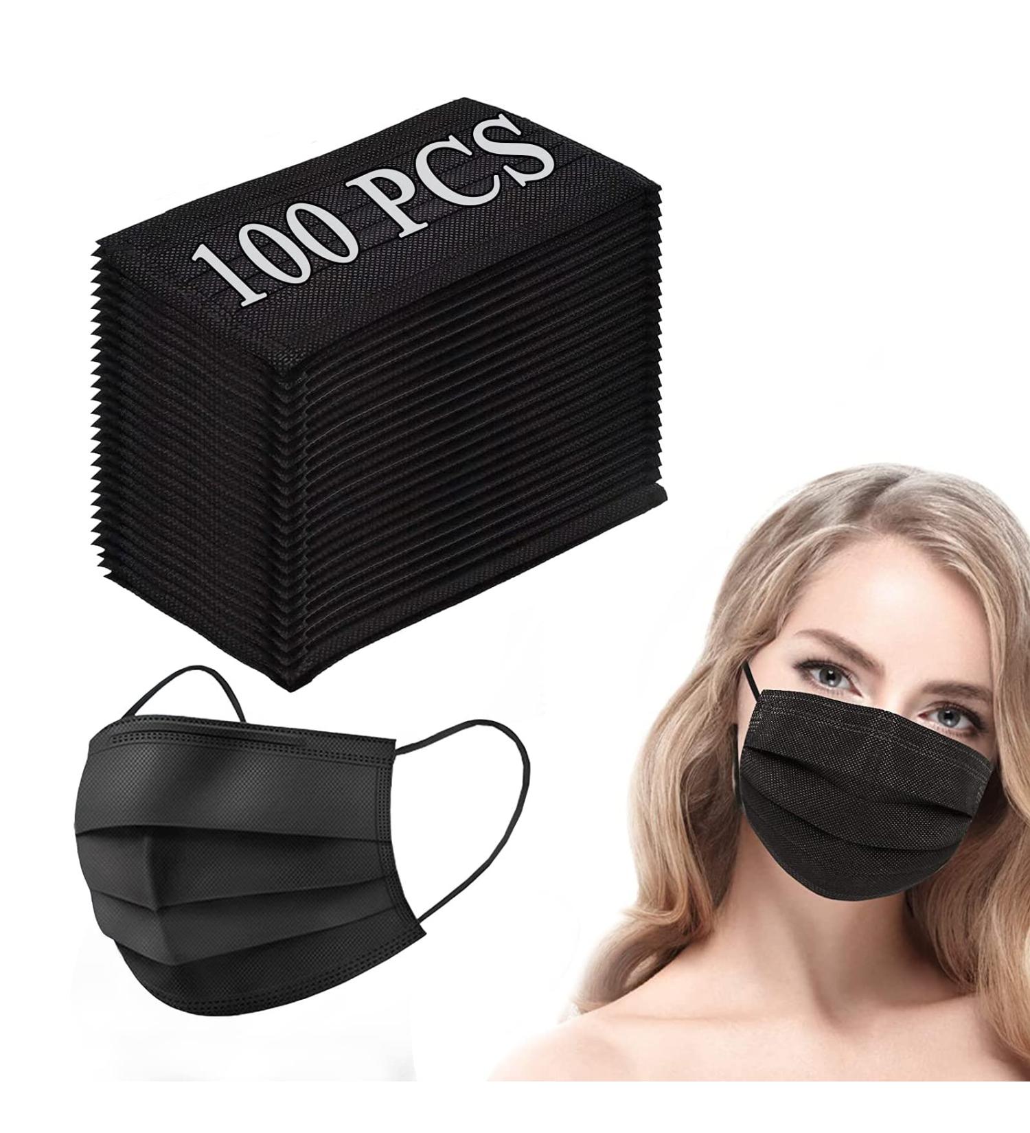 Disposable Face Masks  100 Packs Face Masks Disposable Masks-Black 100pcs - Buy Online on SooperMarket.com