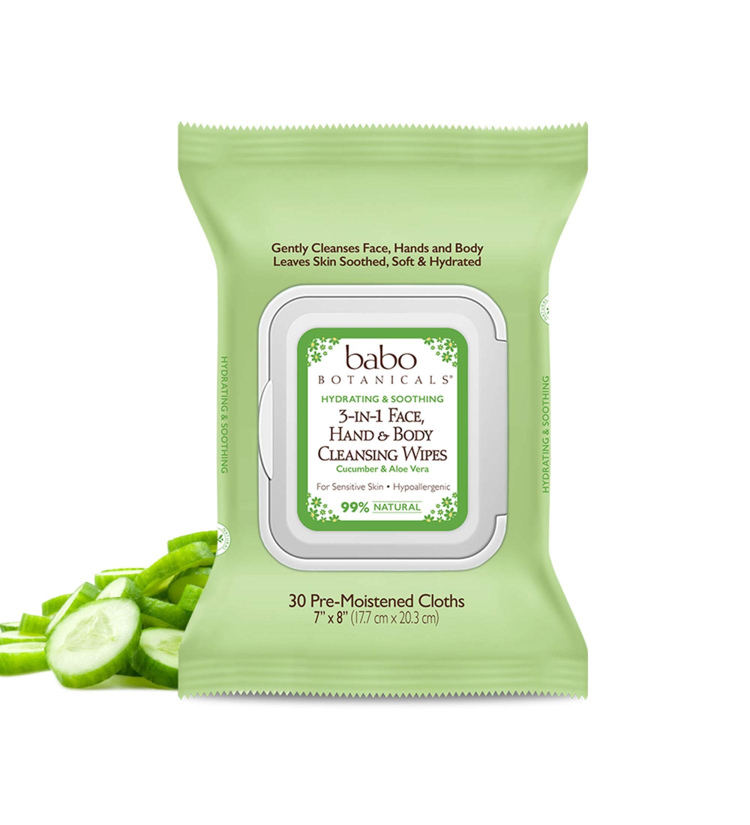 Babo Botanicals Swim & Sport Cleansing Wipes - Cucumber Aloe, 30 ct - For Babies, Kids, Extra Sensitive Skin - Buy Online on SooperMarket.com