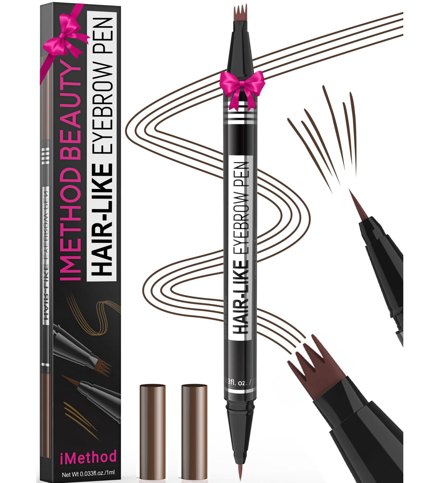 iMethod Microblading Eyebrow Pen - 2-in-1 Dual-Ended Pencil for Natural Hair-Like Brows All-Day Wear Dark Brown - Buy Online on SooperMarket.com
