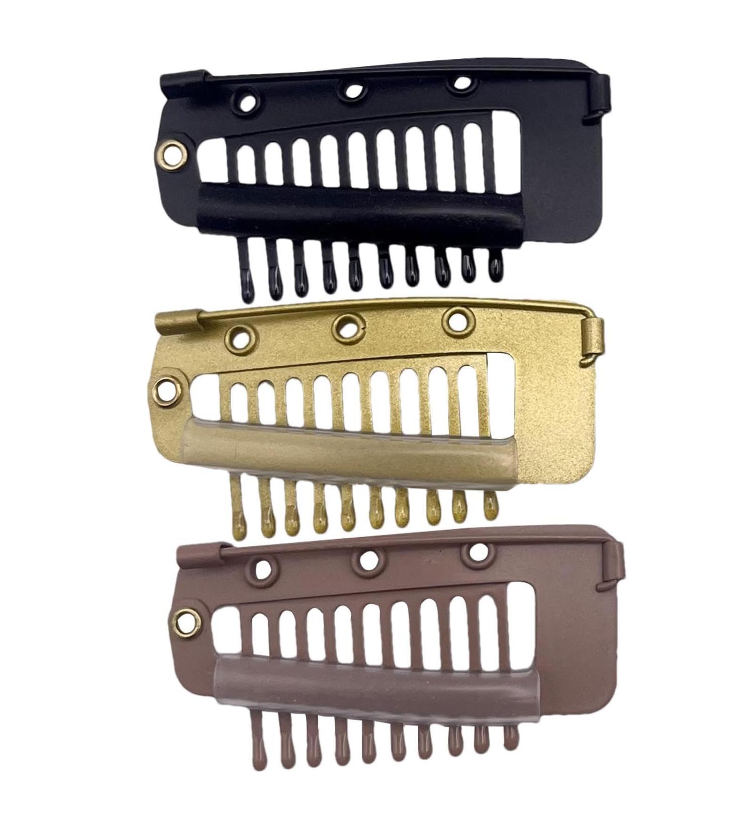 4 Pack Hair Extension Clamps - Metal Wigs Clinging Snaps 10 Teeth Comb Brackets for Women's Hair Extensions in 3 Colors - Buy Online on SooperMarket.com