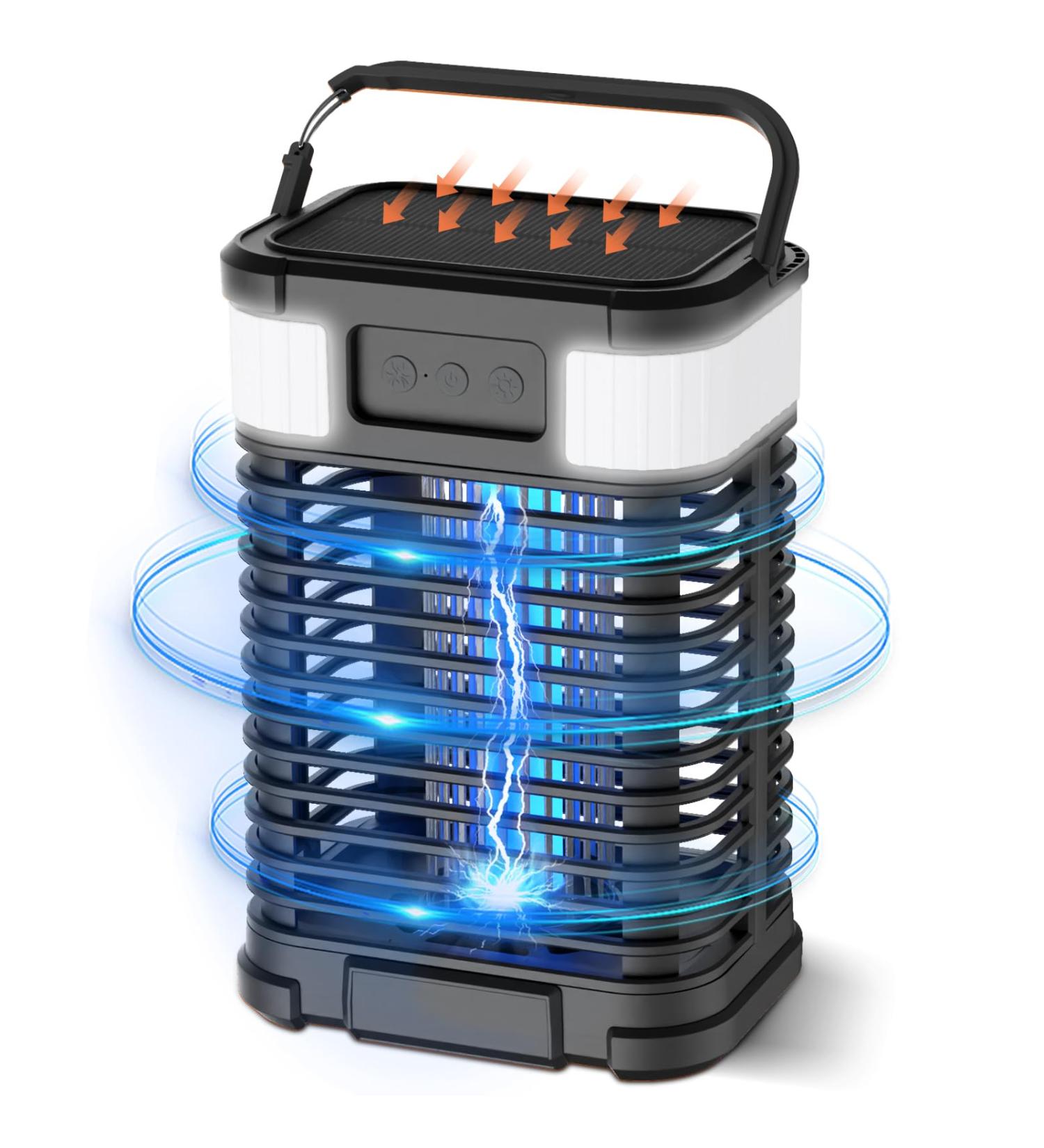 Buy Solar Insect Killer with Light Sensor | USB Rechargeable Mosquito Lamp | Waterproof Fly Destroyer - 4200V Non-Toxic UV Trap for Indoor & Outdoor Use - Buy Online on SooperMarket.com