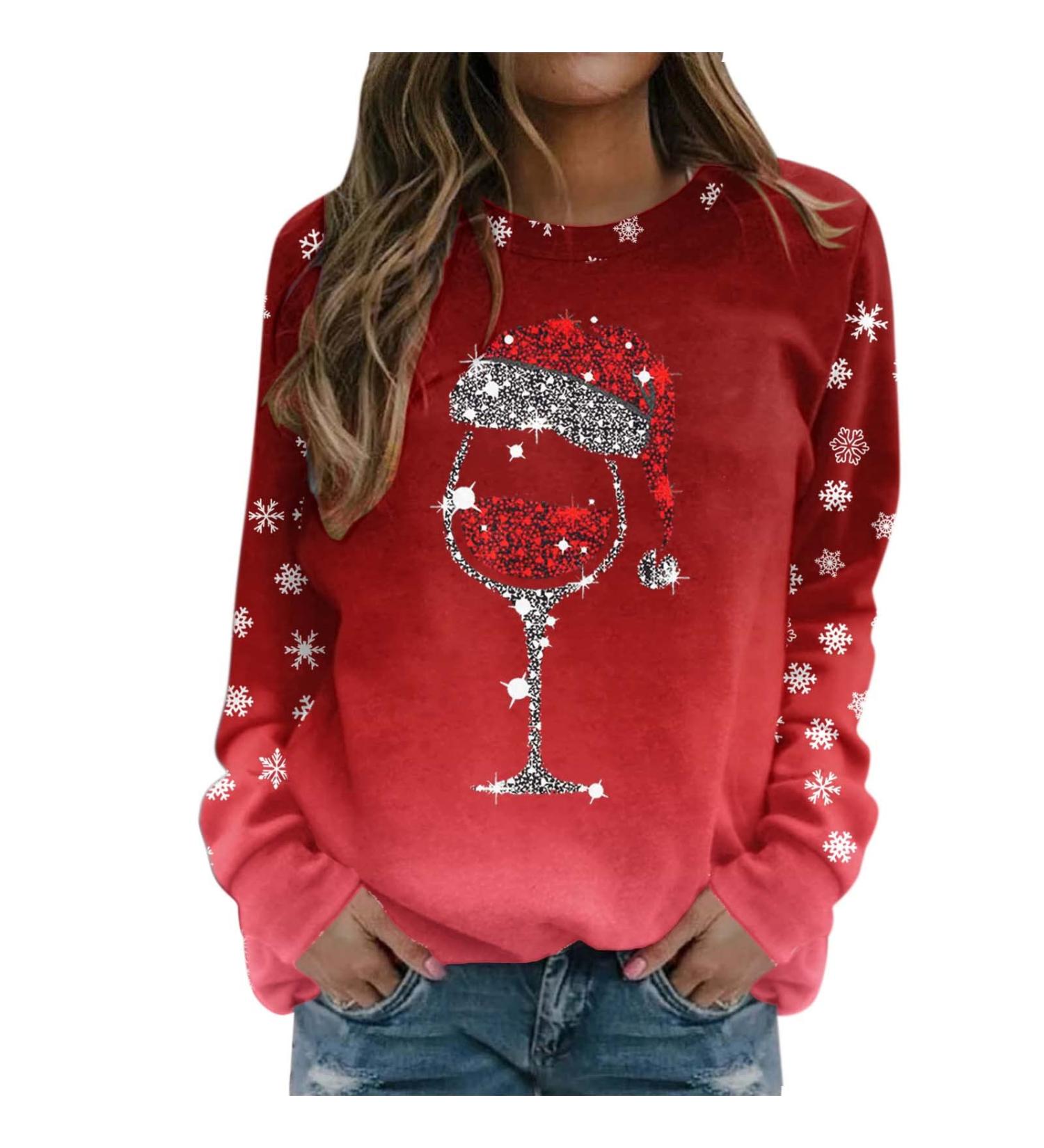 Women's Christmas Sweatshirts Cute Snowman Penguin Print O-Neck Raglan Top Shirt Pullover Comfy Warm Xmas Jumper Winter Long Sleeve Tops Loose Tunic Top Sweaters Z32-red S - Buy Online on SooperMarket.com