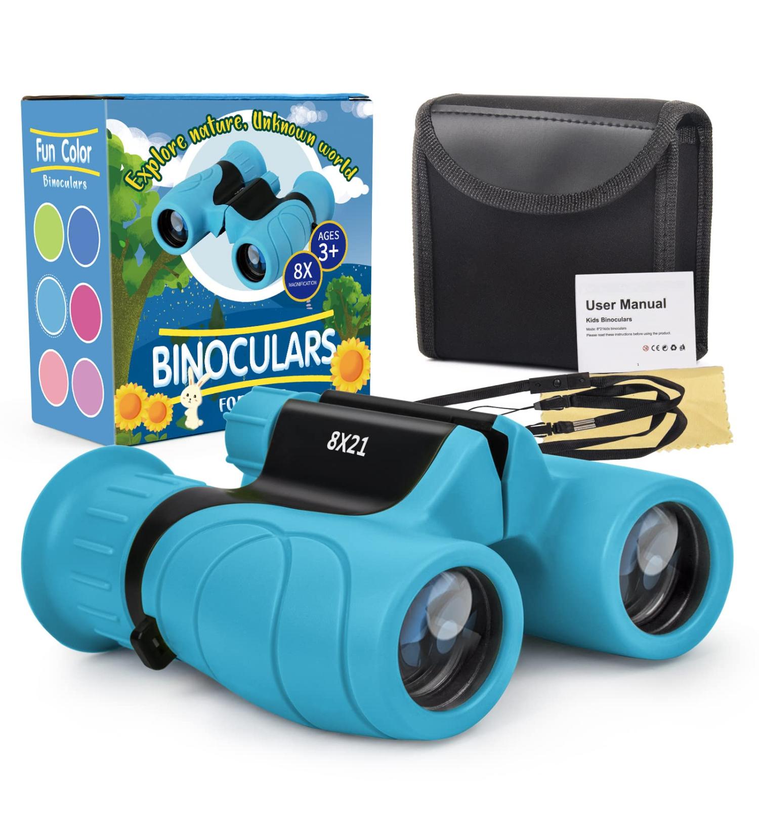 Kids Binoculars 8x21 High-Resolution for Boys & Girls | Compact Binoculars for Bird Watching, Camping, Hiking | Ideal Gifts for 3-12 Year Olds | Blue - Buy Online on SooperMarket.com