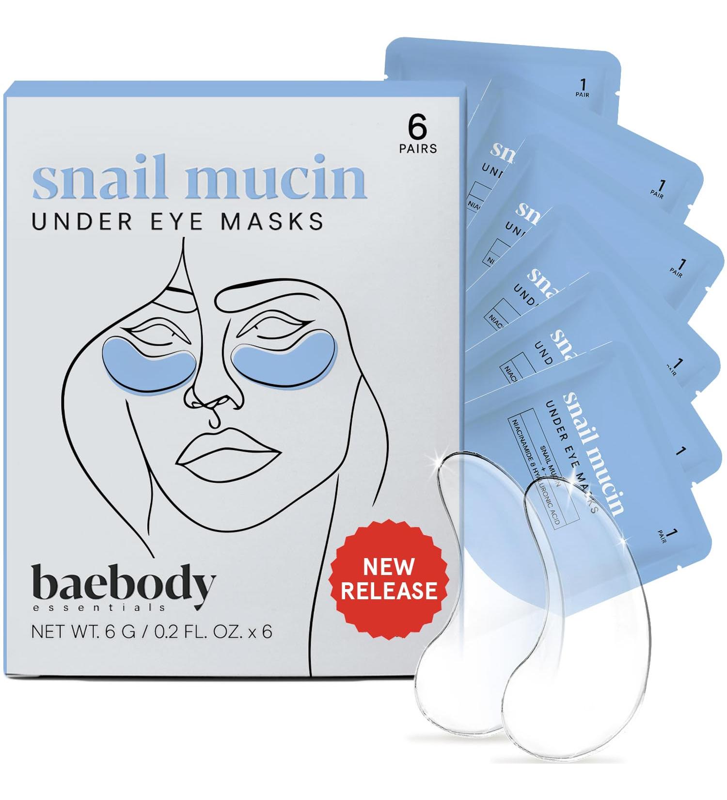 Baebody Advanced Snail Mucin Under Eye Masks - Hydrating Patches for Puffy Eyes & Dark Circles (6 Pairs) | Korean Eye Gel for Fine Lines - Buy Online on SooperMarket.com