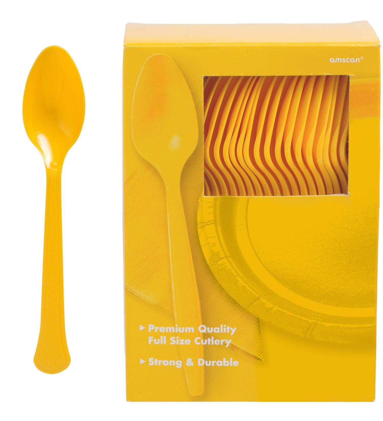 Amscan 43601.09 Party Supplies Big Pack Plastic Spoons Yellow Sunshine One Size 100 ct