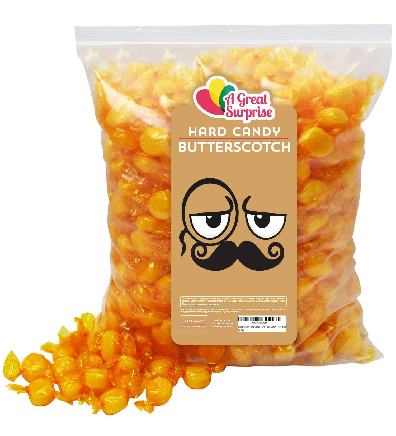 Butterscotch Hard Candy - Individually Wrapped Yellow Discs Buttons - 4 Pounds - Buy Online on SooperMarket.com