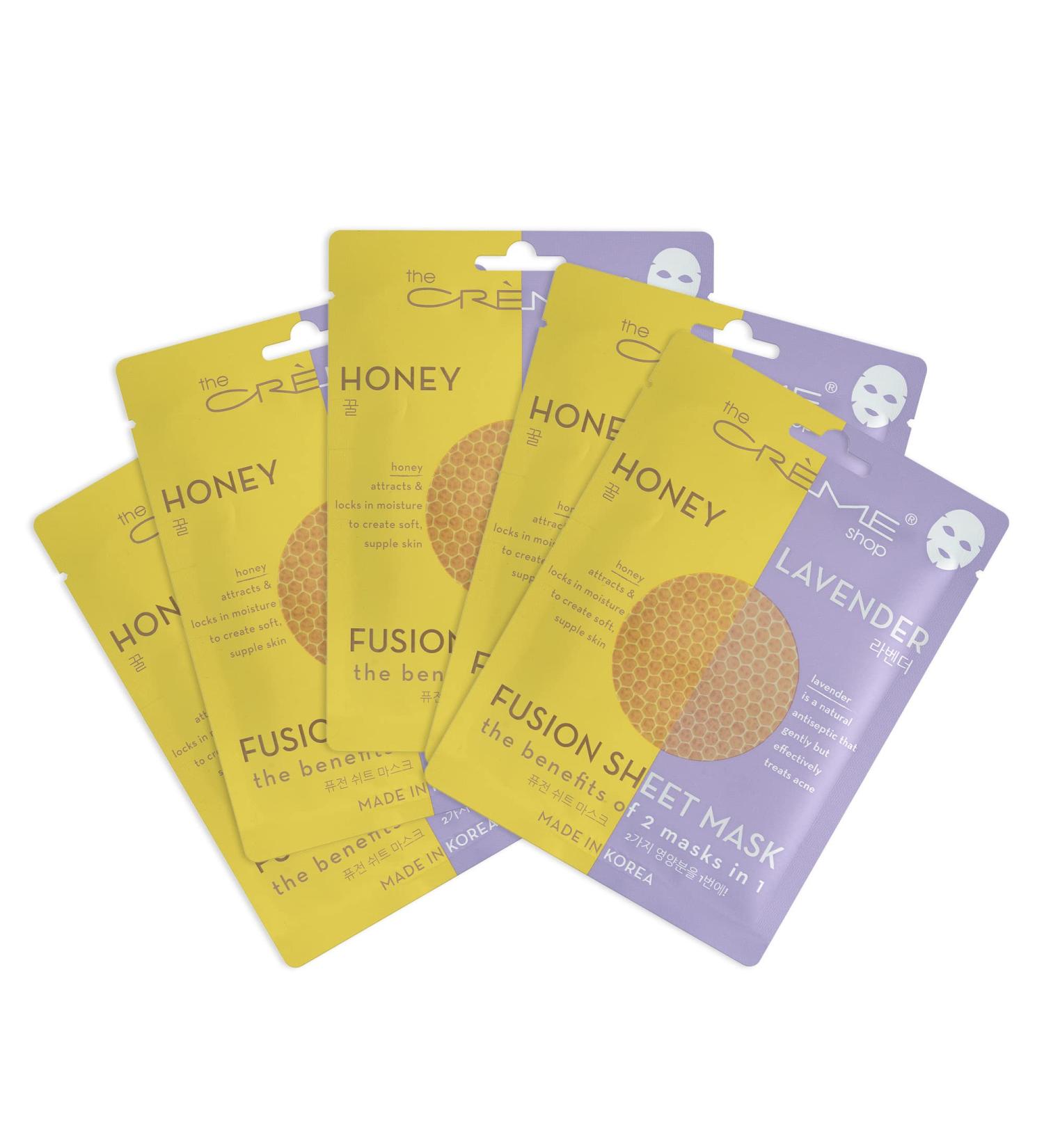 Creme Shop Lavender and Honey Sheet Mask 2-in-1 Pack - 5 Hyaluronic Acid Facial Sheets - Buy Online on SooperMarket.com