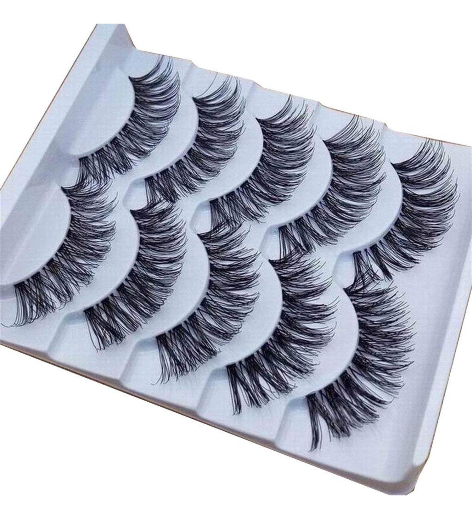 5 Pairs Handmade Natural Long Volume False Eyelashes Extensions Lashes as shown - Buy Online on SooperMarket.com