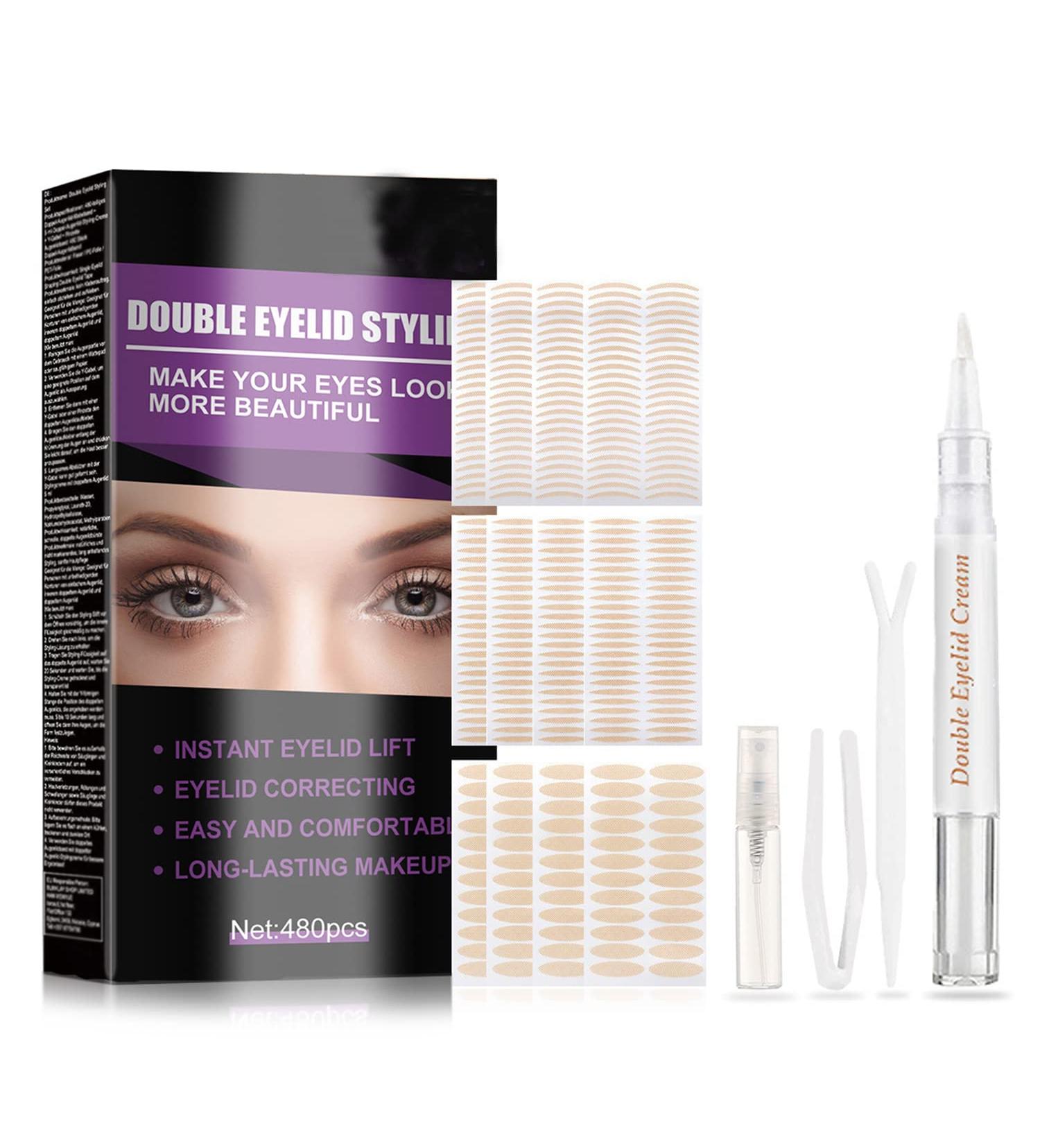 Invisible Eyelid Tape 480Pcs for Hooded Eyes - Waterproof Lift Strips with Fork Rods and Tweezers - Buy Online on SooperMarket.com