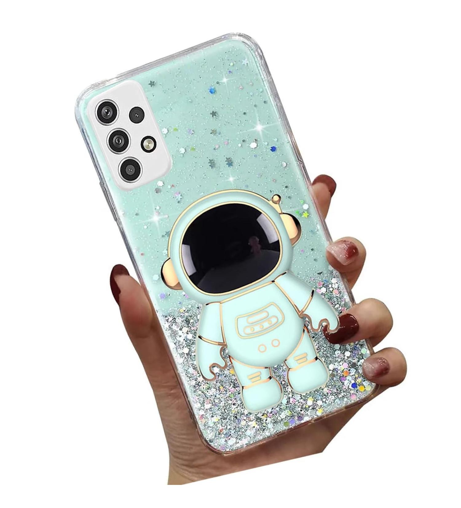 Shop Tivenfezk Nadoli Astronaut Hidden Stand Cap for Samsung Galaxy A33 5G - Bling Soft Silicone Case in Green | Premium Protection & Style - Buy Online on SooperMarket.com