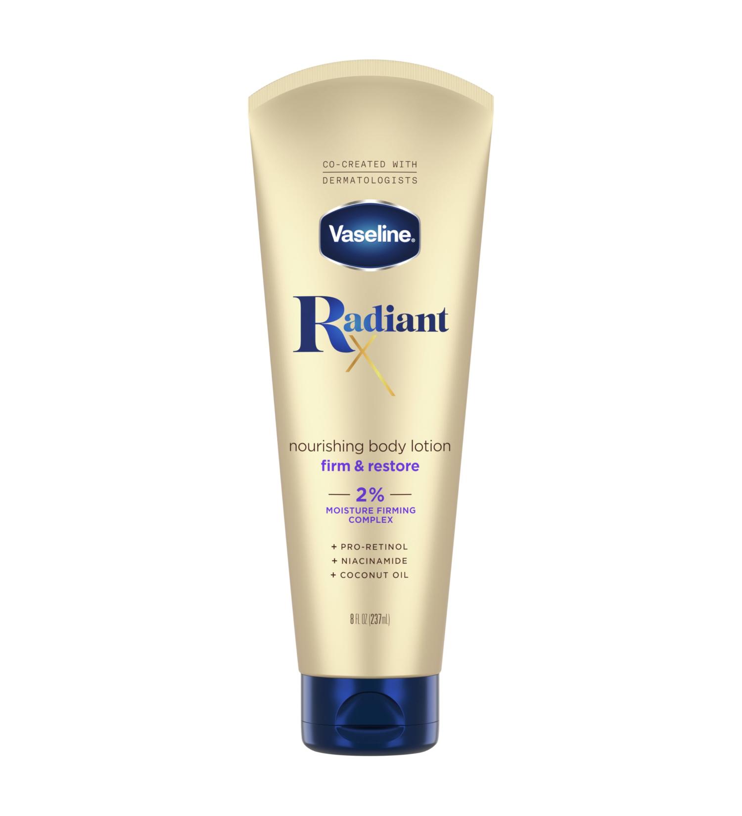 Vaseline Radiant X Firm & Restore Lotion - Pro-Retinol Niacinamide & Coconut Oil 8 oz - Nourishing Body Lotion for Glowing Skin - Buy Online on SooperMarket.com