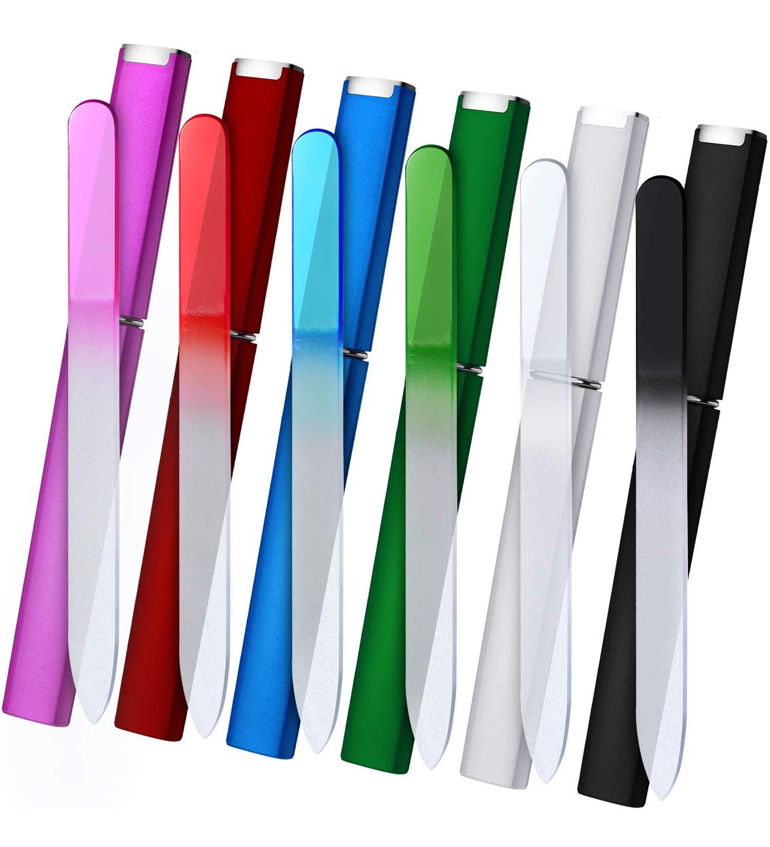 6 Pack Glass Nail Files with Case - Double Sided Crystal Fingernail File Manicure Set for Gentle Nail Care - 6 Colors - Buy Online on SooperMarket.com