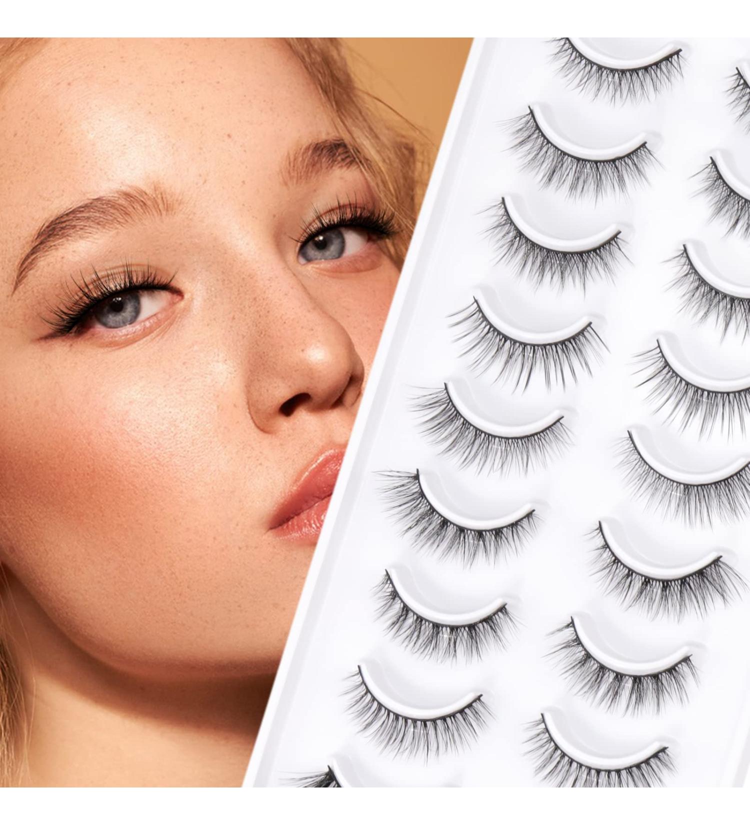 10 Styles Variety Pack Faux Mink Lashes 12mm-14mm - 10 Pairs Natural Look False Eyelashes - Handmade, Reusable, 3D Wispies for Small Faces - EMEDA - Buy Online on SooperMarket.com
