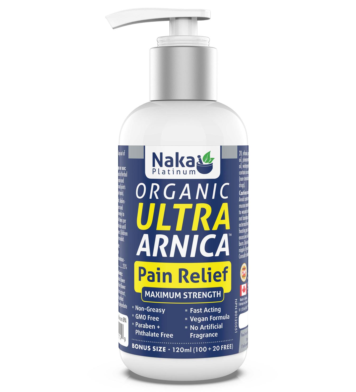  Naka Platinum Organic Ultra Arnica Lotion Pain Relief Maximum Strength European Certified Arnica Made in Canada (120ml) 11 ml (Pack of 1) - Buy Online on SooperMarket.com