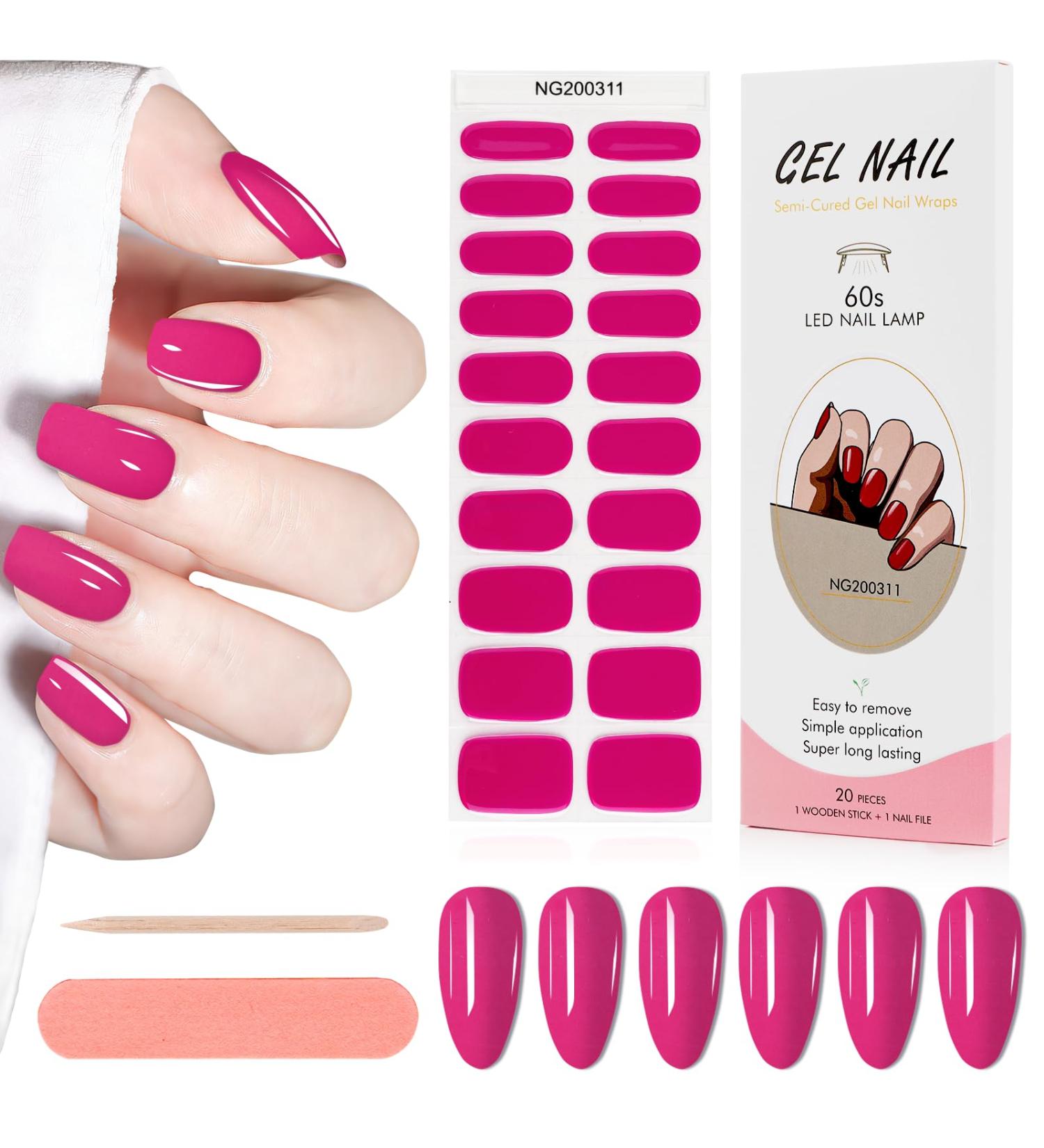 Kalolary 20PCS Solid Color Gel Nail Polish Strips | Self-Adhesive Wraps with Nail File | Rosy - Buy Online on SooperMarket.com