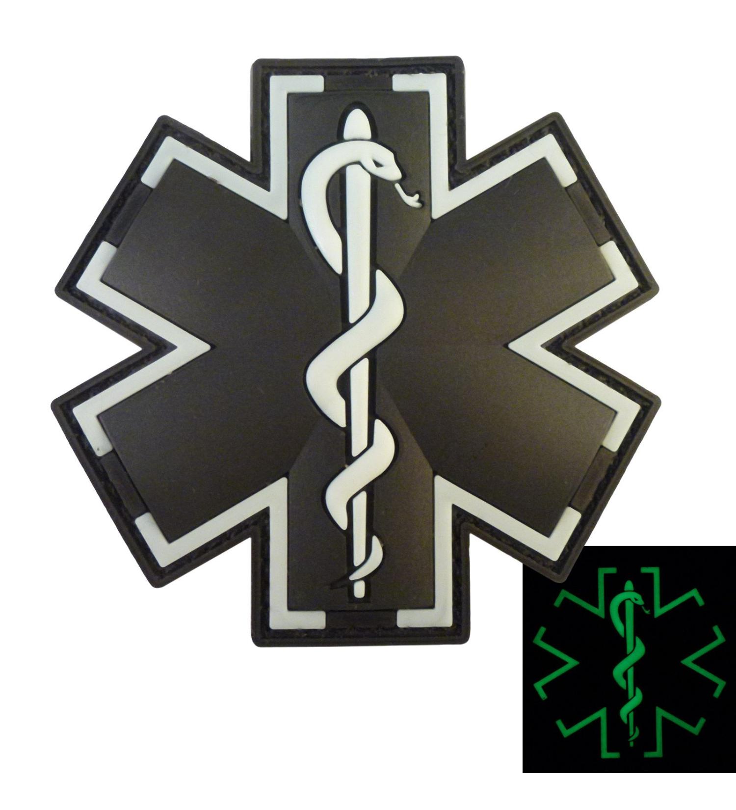 Glow Dark Black PVC EMS EMT Paramedic Morale Patch - Tactical Touch Fastener - Buy Online on SooperMarket.com