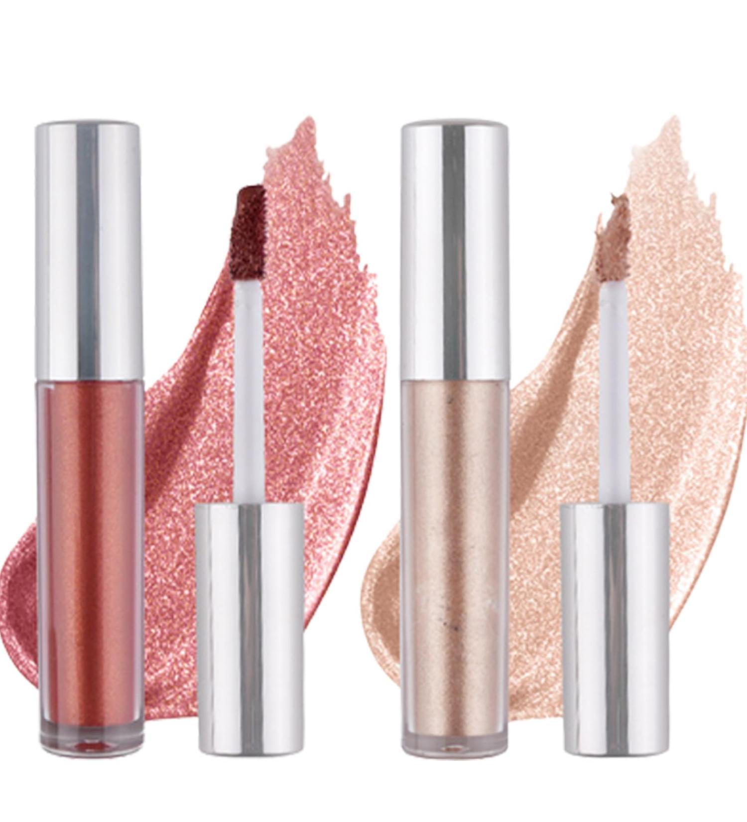 Buy 2PCS Multifunction Glitter Makeup Highlighter - Long Lasting Liquid Eyeshadow & Lipstick | Quick-Drying High Pigment Blush for Stunning Looks - Buy Online on SooperMarket.com