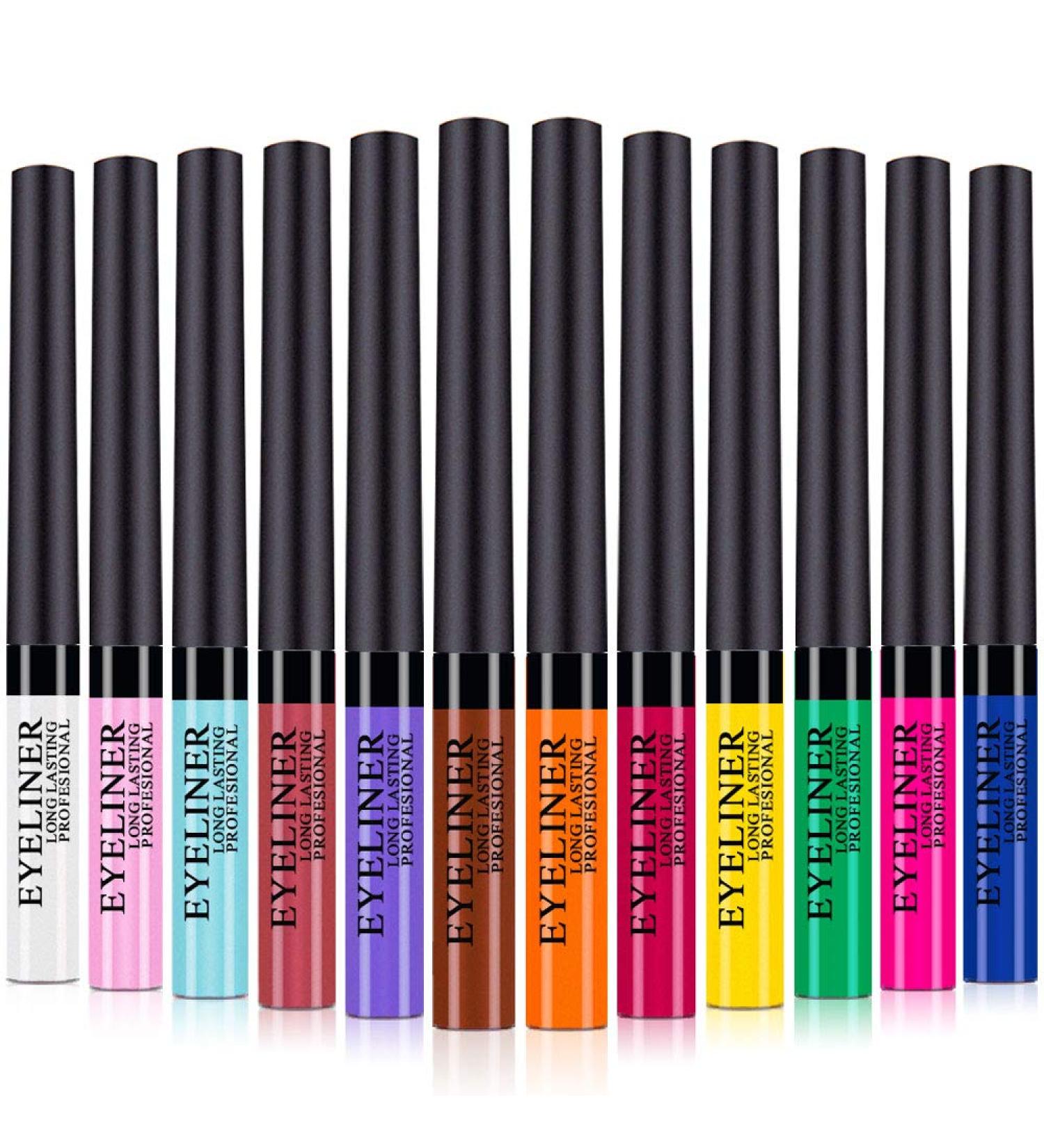 Matte Liquid Eyeliner Set - 12 Colors, Waterproof & Long Lasting for Women/Girls - Buy Online on SooperMarket.com