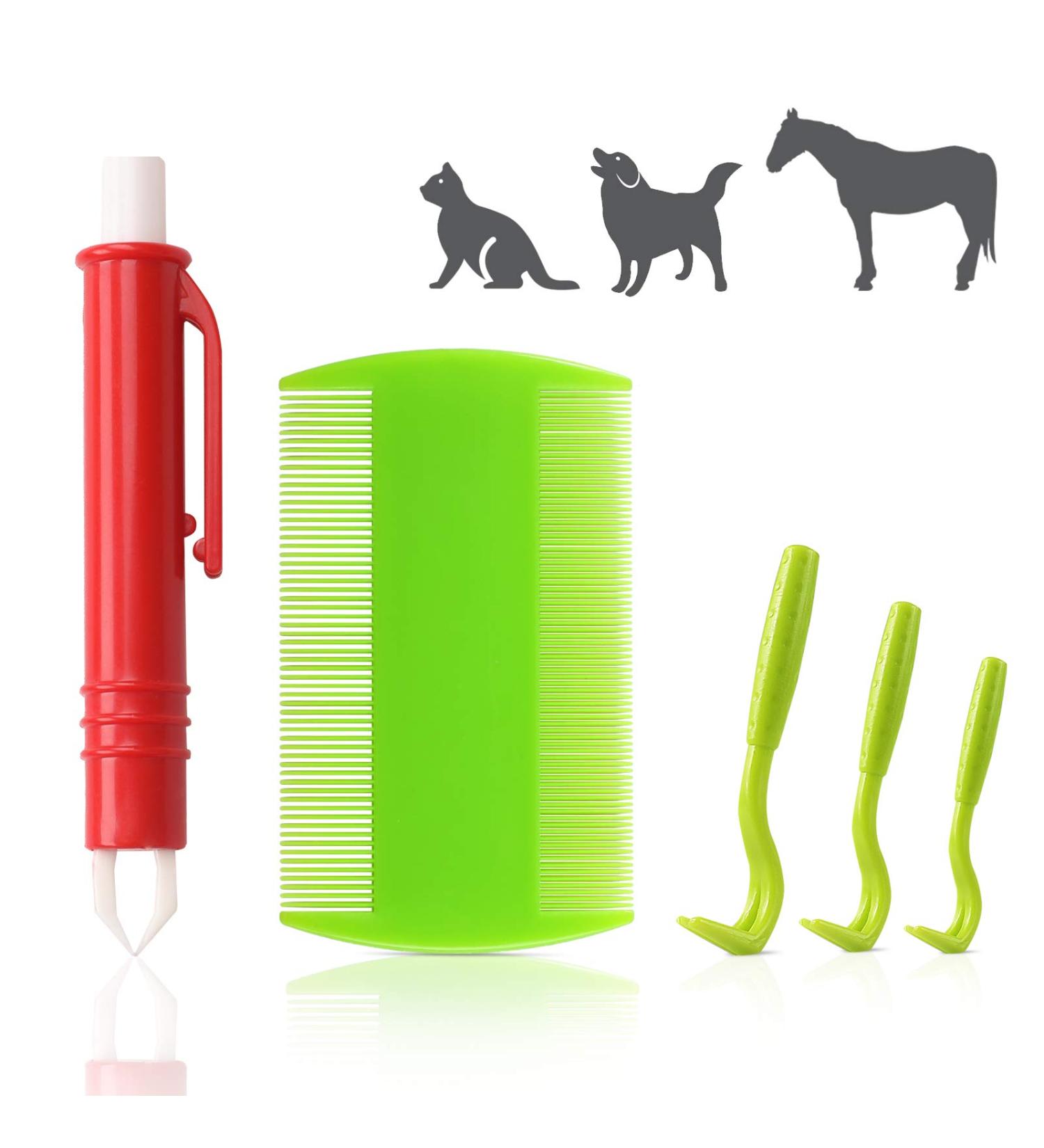 Reastar Tick Remover for Dogs 5PCS Tick Removal Tool Dog Tick Remover with Set of 3 Tick Hook 1 Tick Removal Pen and 1 Tick Comb - for Dogs Cats Humans - Buy Online on SooperMarket.com