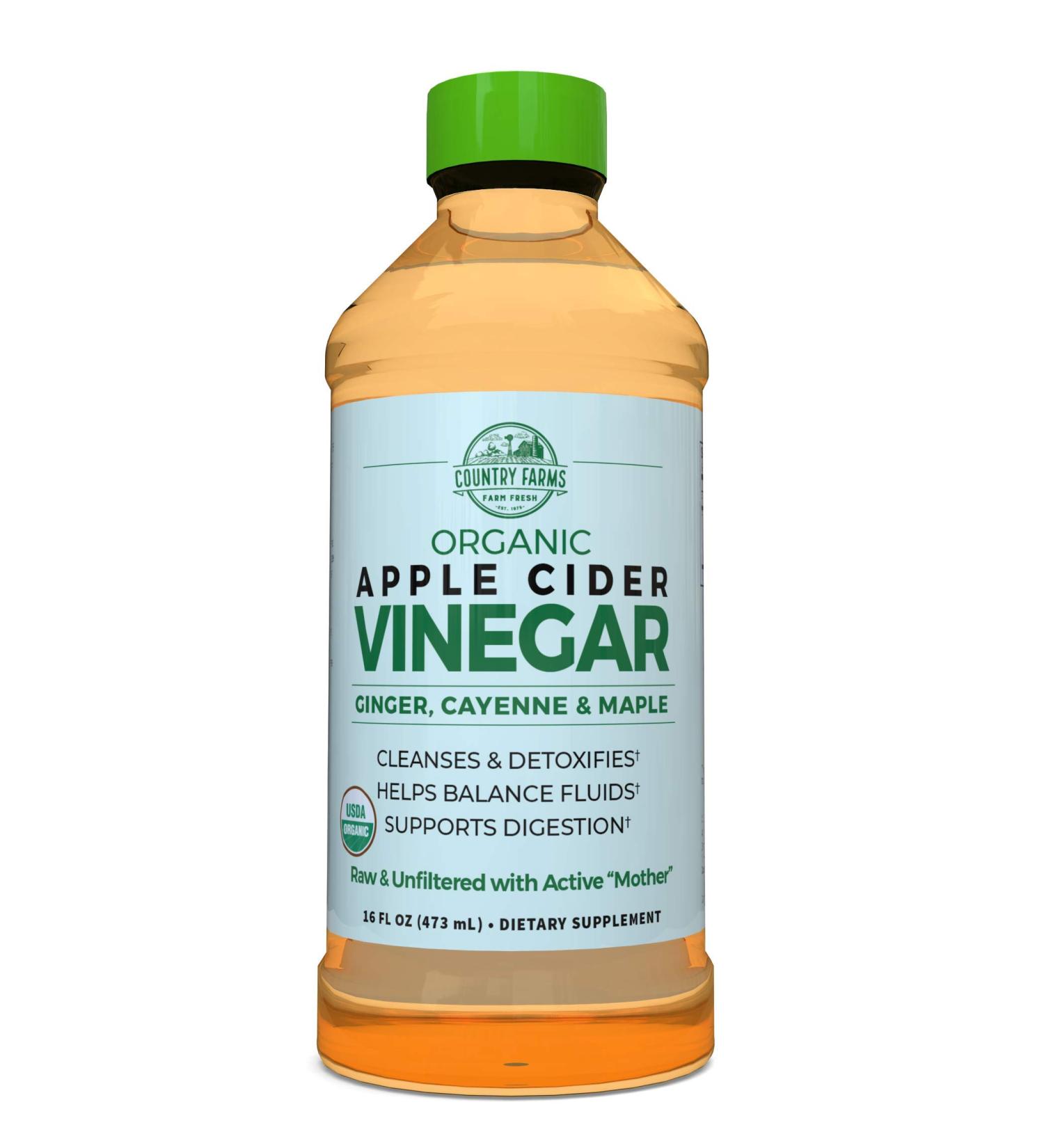 Organic Apple Cider Vinegar with Ginger & Cayenne - Country Farms 16 fl oz - Buy Online on SooperMarket.com