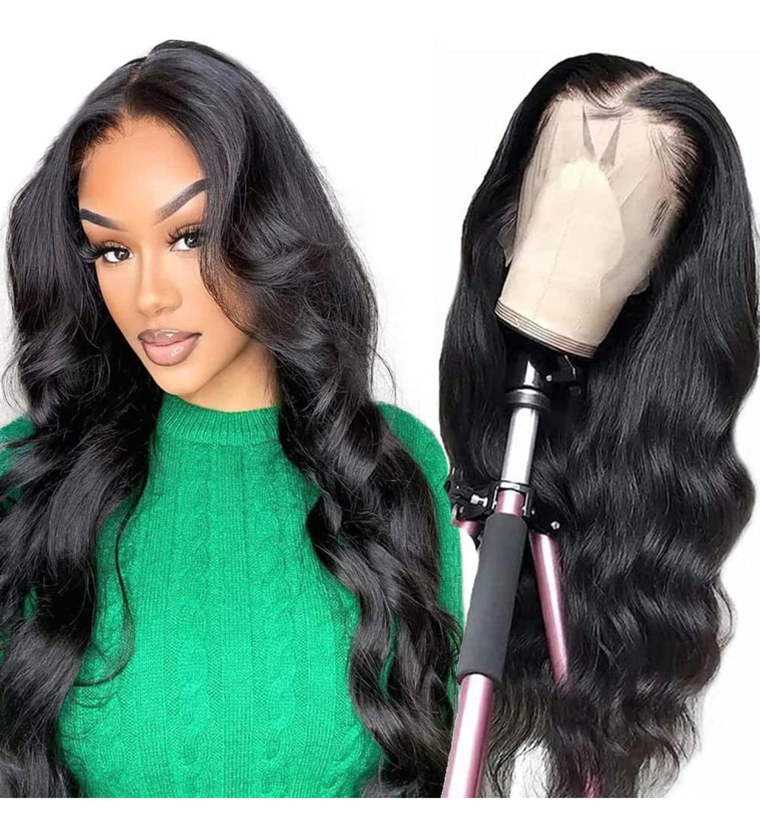 30 HD Transparent Lace Front Wig - Brazilian Body Wave for Black Women | 180% Density, Pre-Plucked, Natural Black Hair - Buy Online on SooperMarket.com