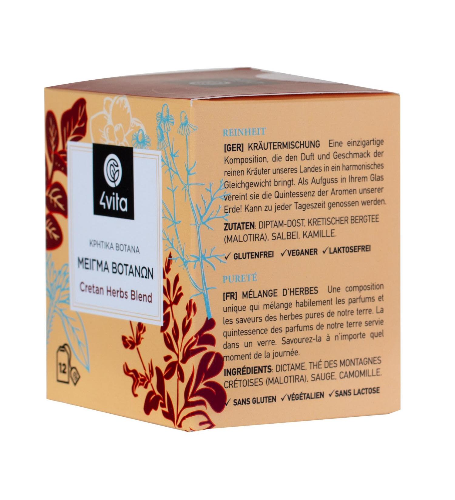 Cretan Herbal Tea Blend by 4Vita (12 sachets) - Buy Online on SooperMarket.com